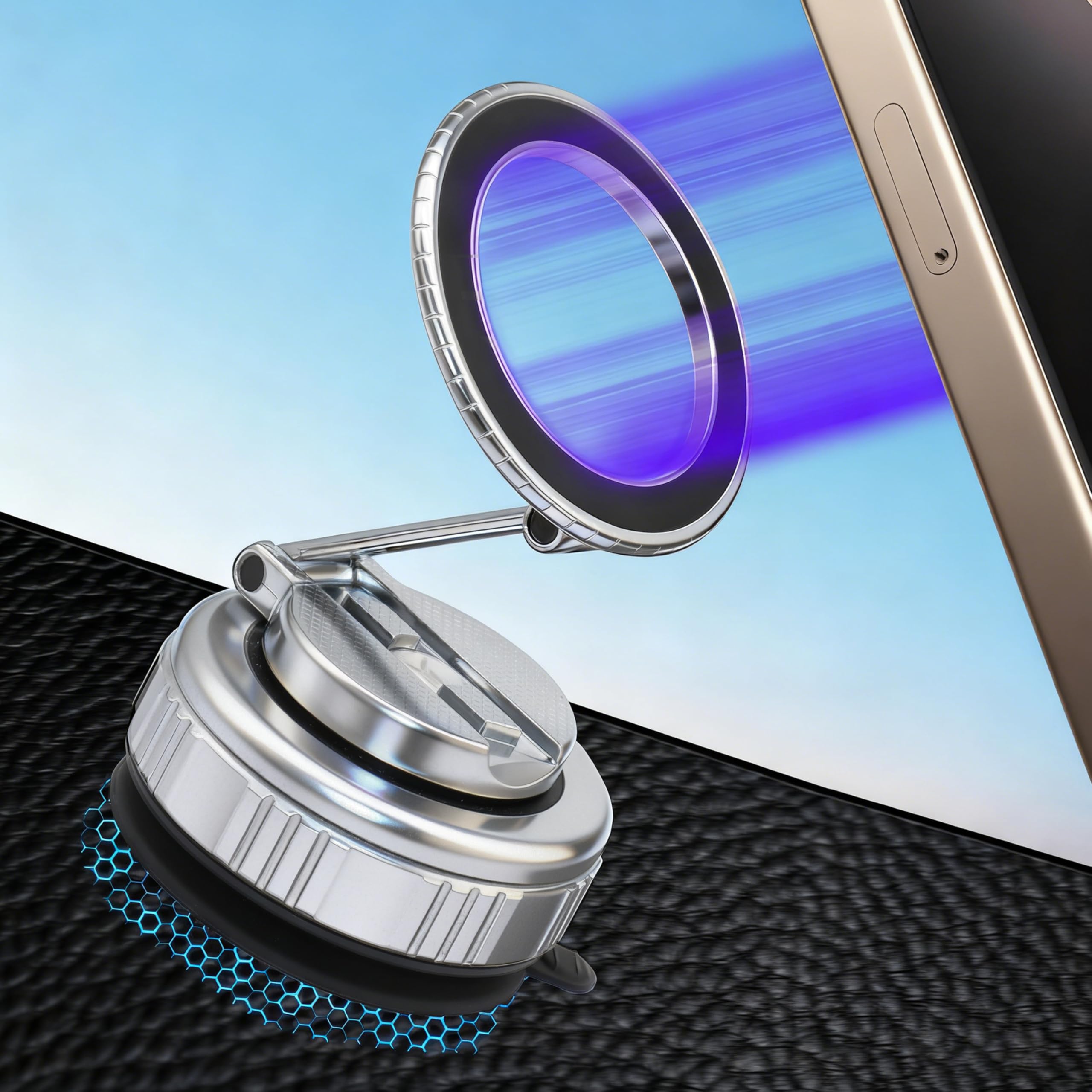 2026 Upgraded Vacuum Magnetic Car Phone Holder 360 Adjustable Suction Cup Phone Mount 108 LBS Strongest Suction 3000gf