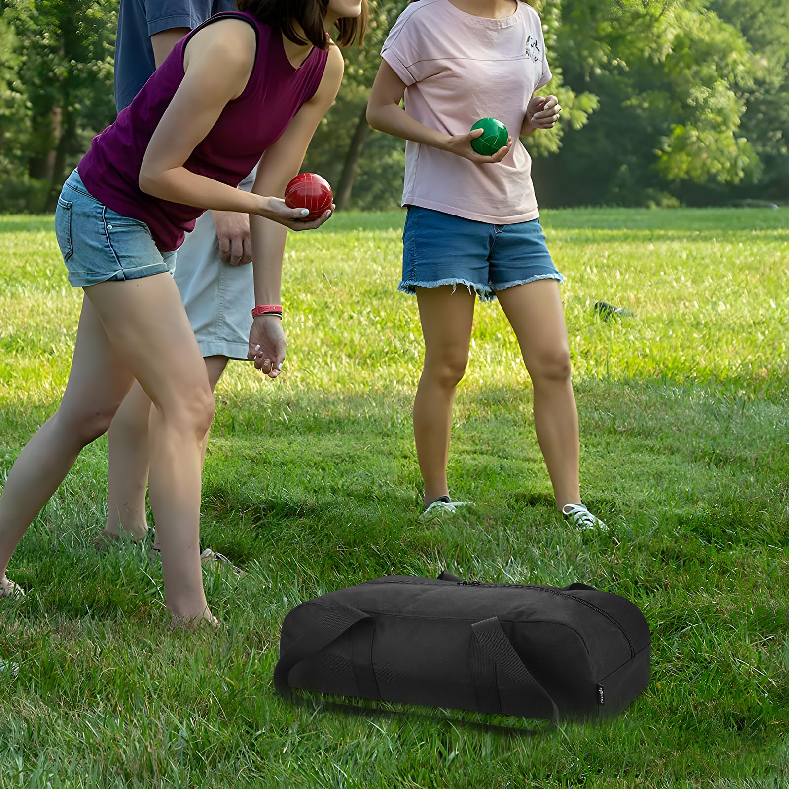 Cosmos Bocce Sets Bolsa de Transporte Bocci Bolsa organizadora de Almacenamiento para sostener 8 Bolas de bocha, Bolsa de Mano portátil para Llevar Equipo de Juego de bochas al Patio Trasero, césped,