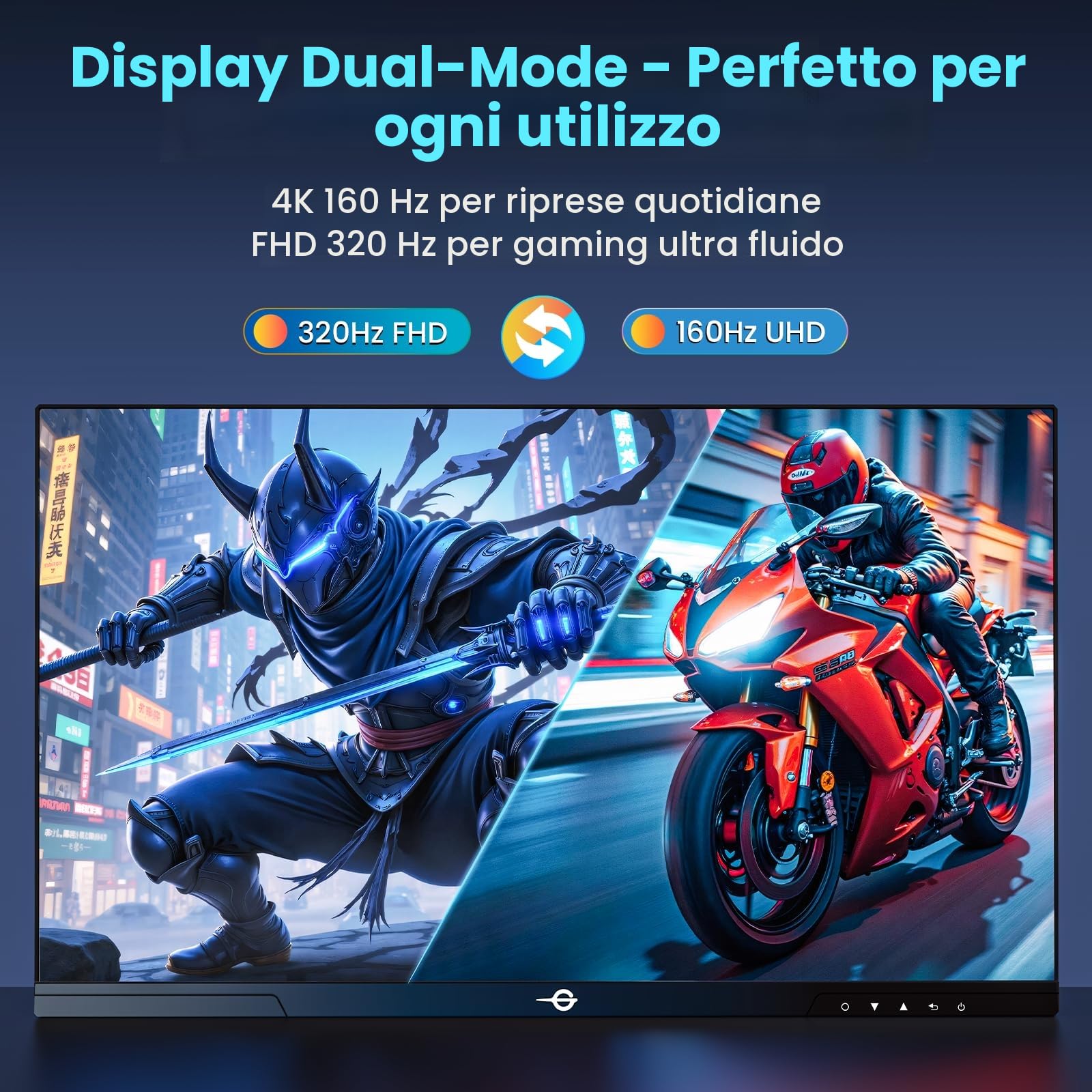 TITAN ARMY Monitor Gaming 27 Pollici, 4K@160Hz, FHD@320H Modalità Doppia, Fast IPS 1ms HDR400 Schermo PC, Adaptive-Sync, 135% sRGB, Supporto Girevole e Sollevabile, VESA, HDMI 2.1 | DP 1.4, P2712V