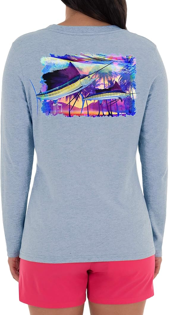 Guy Harvey Women's Graphic Long Sleeve VNeck TShirt at Amazon Women’s