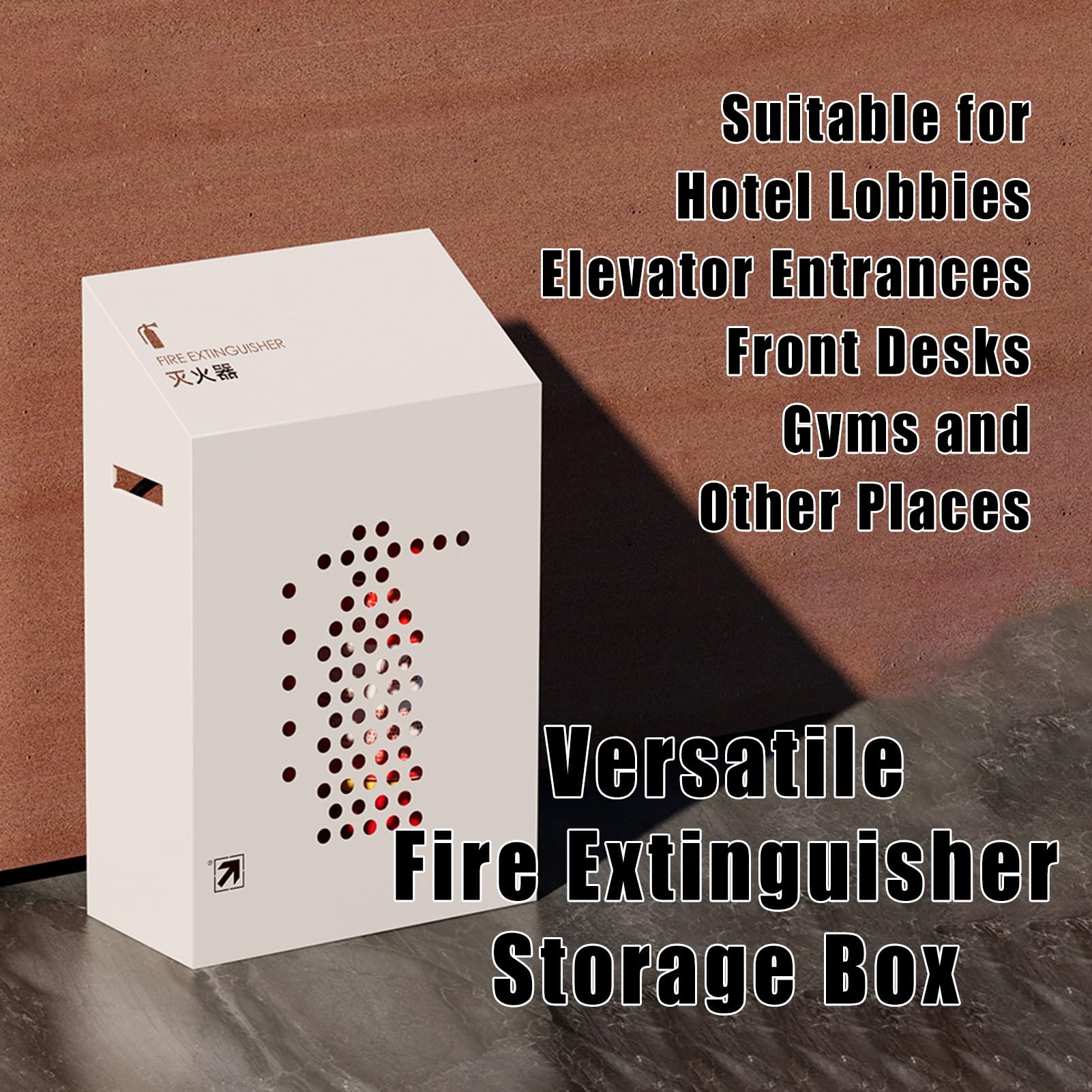 Extintor de incendios con diseño decorativo, caja de extintor de interiores para vestíbulo, soporte de pared