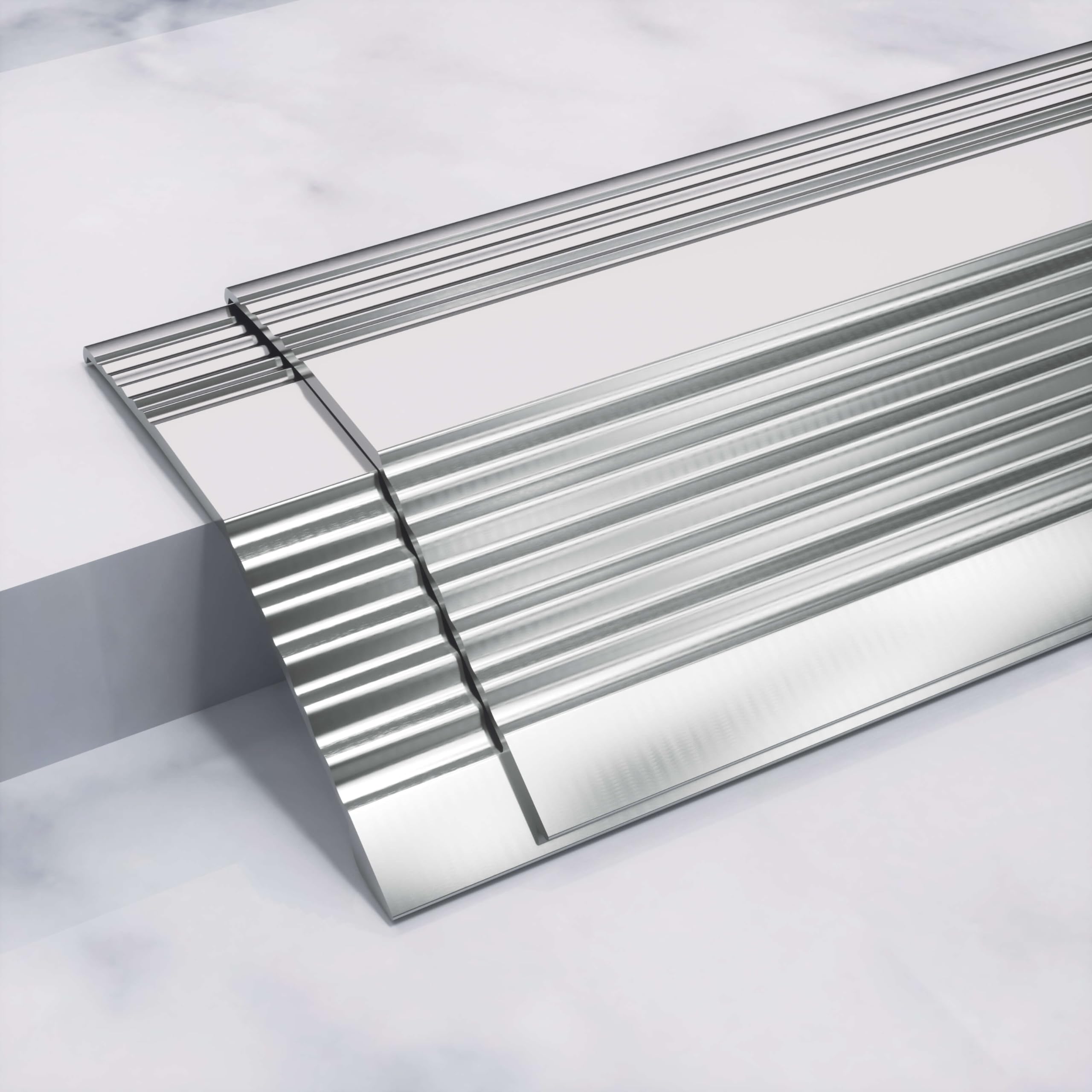 Floor Transition Strip, Aluminum Floor Transition Threshold Strip Edge Trim Suitable for Threshold Height Less Than 1.5 Inch, Threshold Reducer Threshold Ramps for Doorways, Door, 2-pcs Set, Silvery