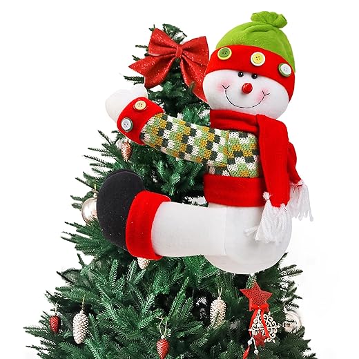 Sggvecsy Christmas Tree Topper Snowman Unique Christmas Decoration Funny Christmas Tree Topper Hugger Wine Bottle Also be Used as Curtain Tie Ornament for Home Decor