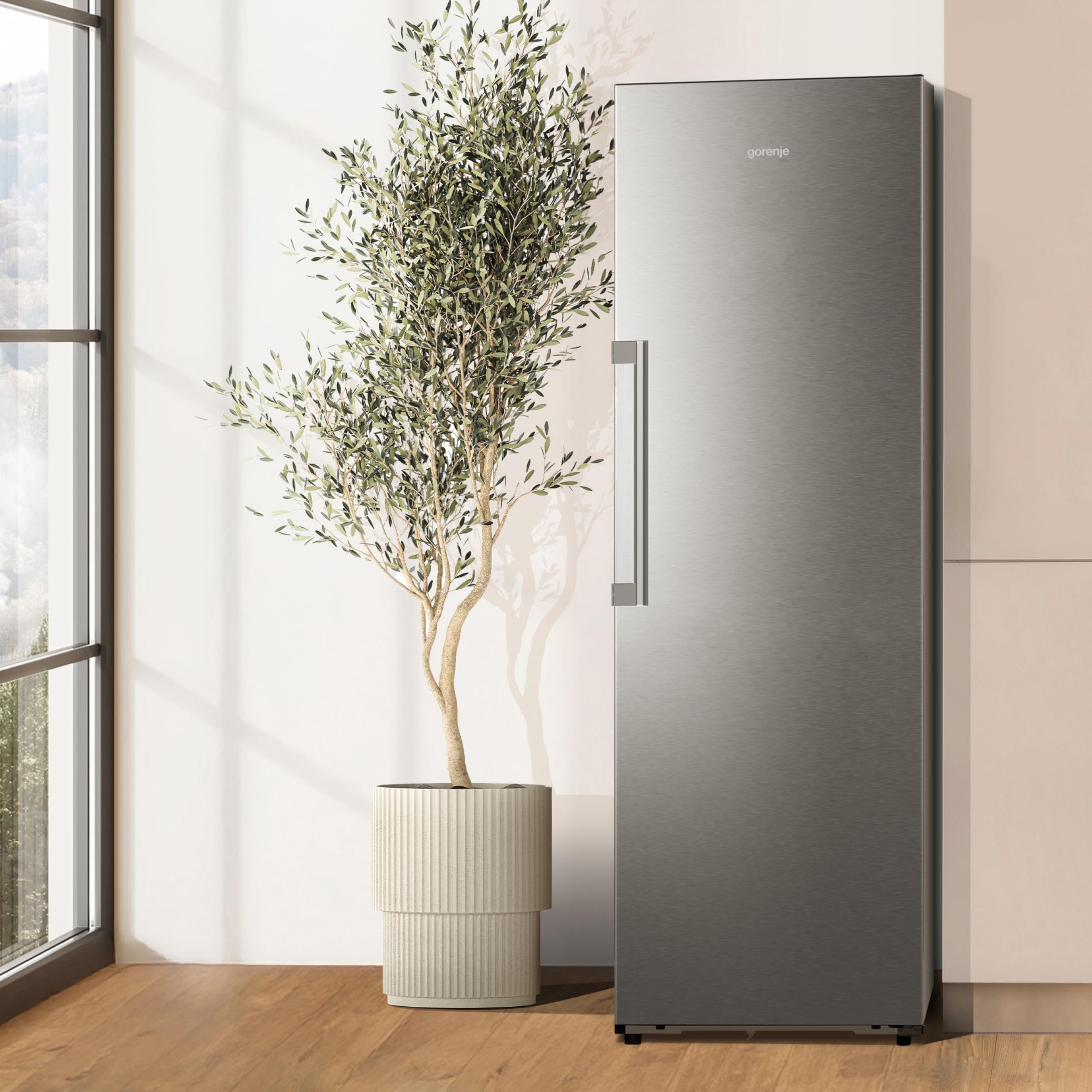 Gorenje FNC618D6XWF Gefrierschrank Freistehend 312 Liter SmartFit 185cm Höhe AdaptTech Convert -24℃ bis +8℃ ConnectLife Wifi Easy-open Griff Inverter Edelstahl