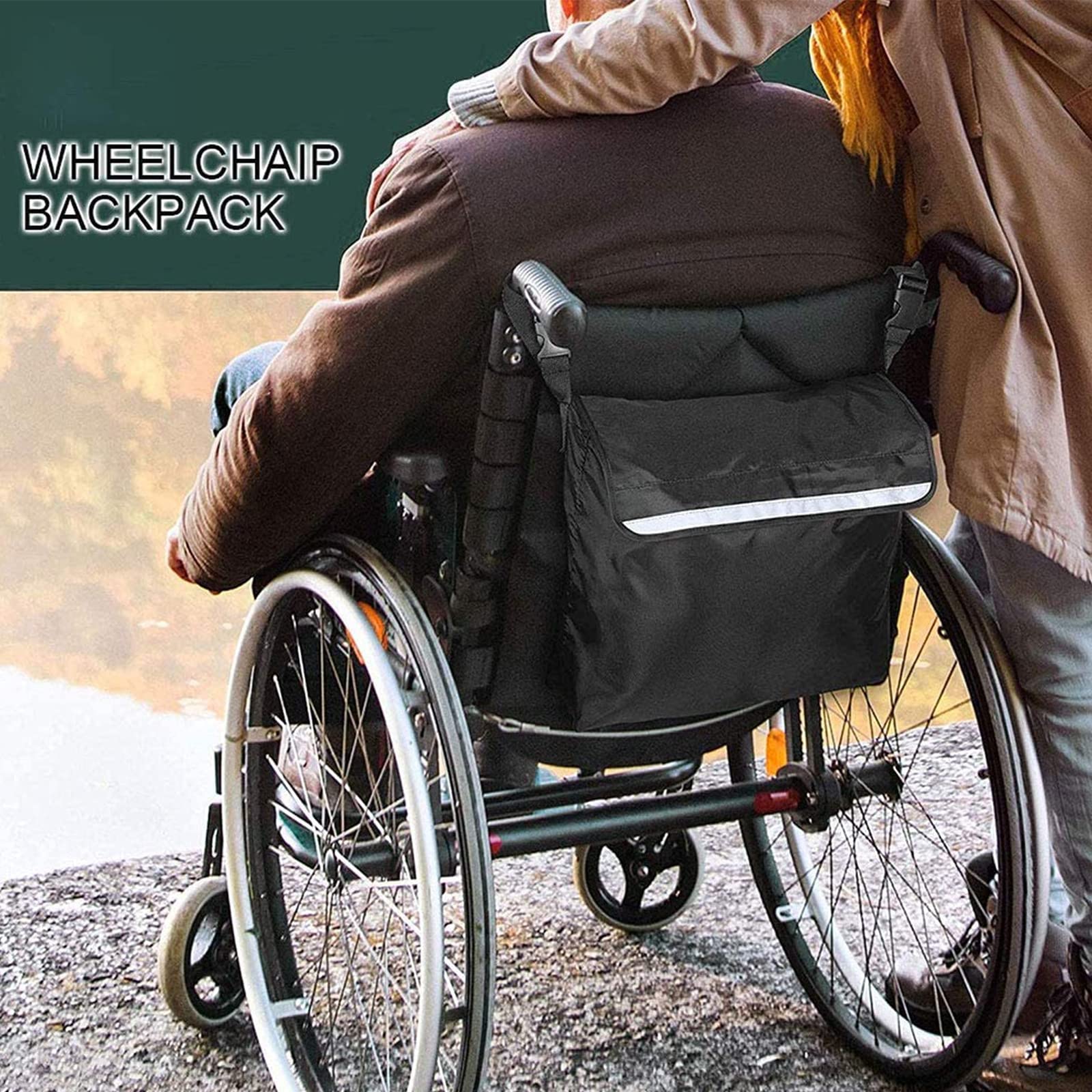 Bolsa Universal para Silla de Ruedas, Bolsa para Accesorios de Ayuda a la Movilidad para sillas de Ruedas con Tiras Reflectantes, Mochila Impermeable para Almacenamiento de sillas de Ruedas para per