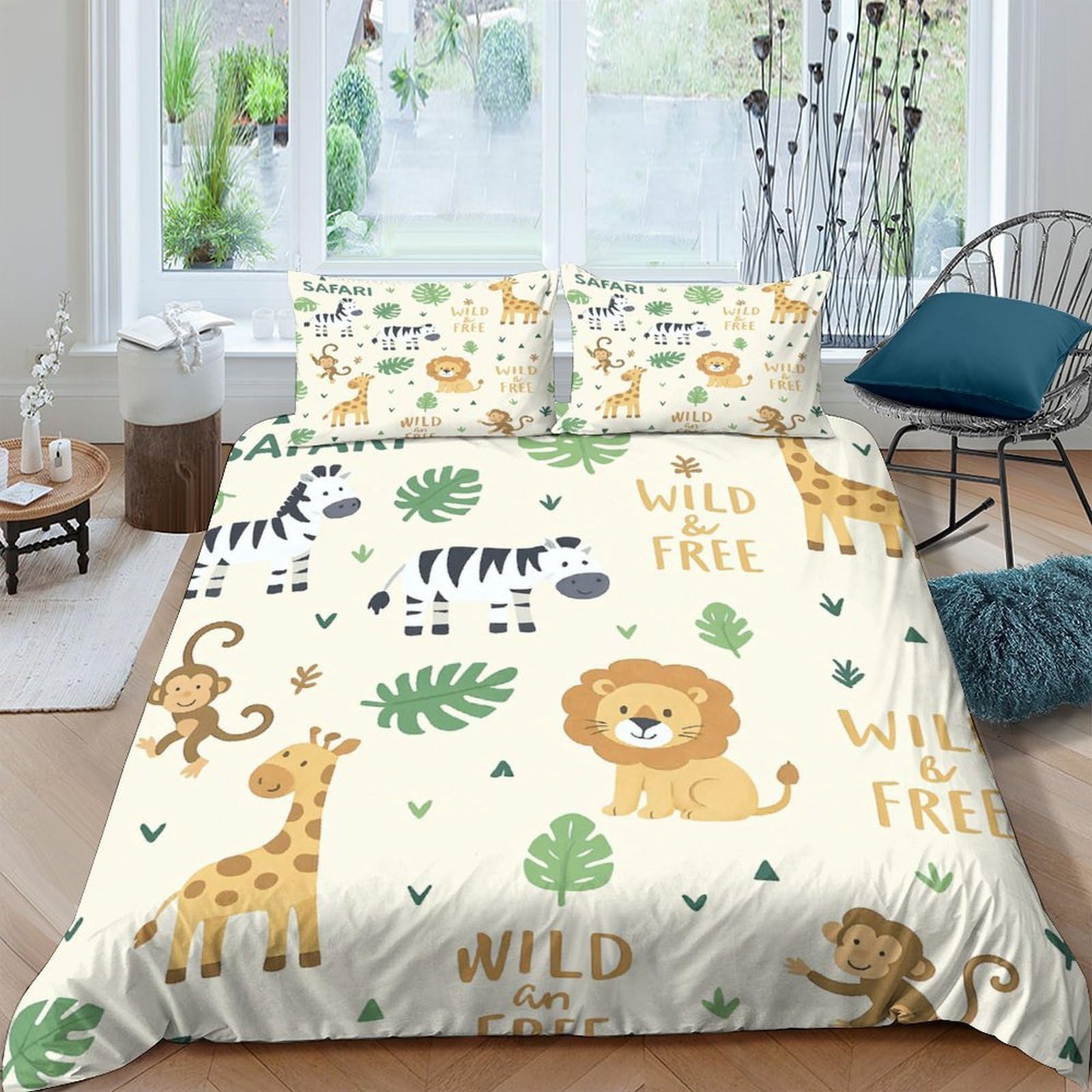 Ctjqhvkz Style-7 3D Printed Safari Animals Fitted Sheet Microfiber Soft Jungle Lion Zebra Mattress Cover Bedroom Decor Single（135X200cm）