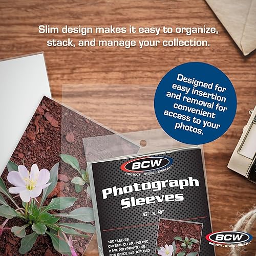 Miniatura 5 de BCW Fundas para fotos de 6 x 9 (100 unidades), sin ácidos, sin PVC, para álbumes y almacenamiento, plástico transparente, perfectas para carpetas y