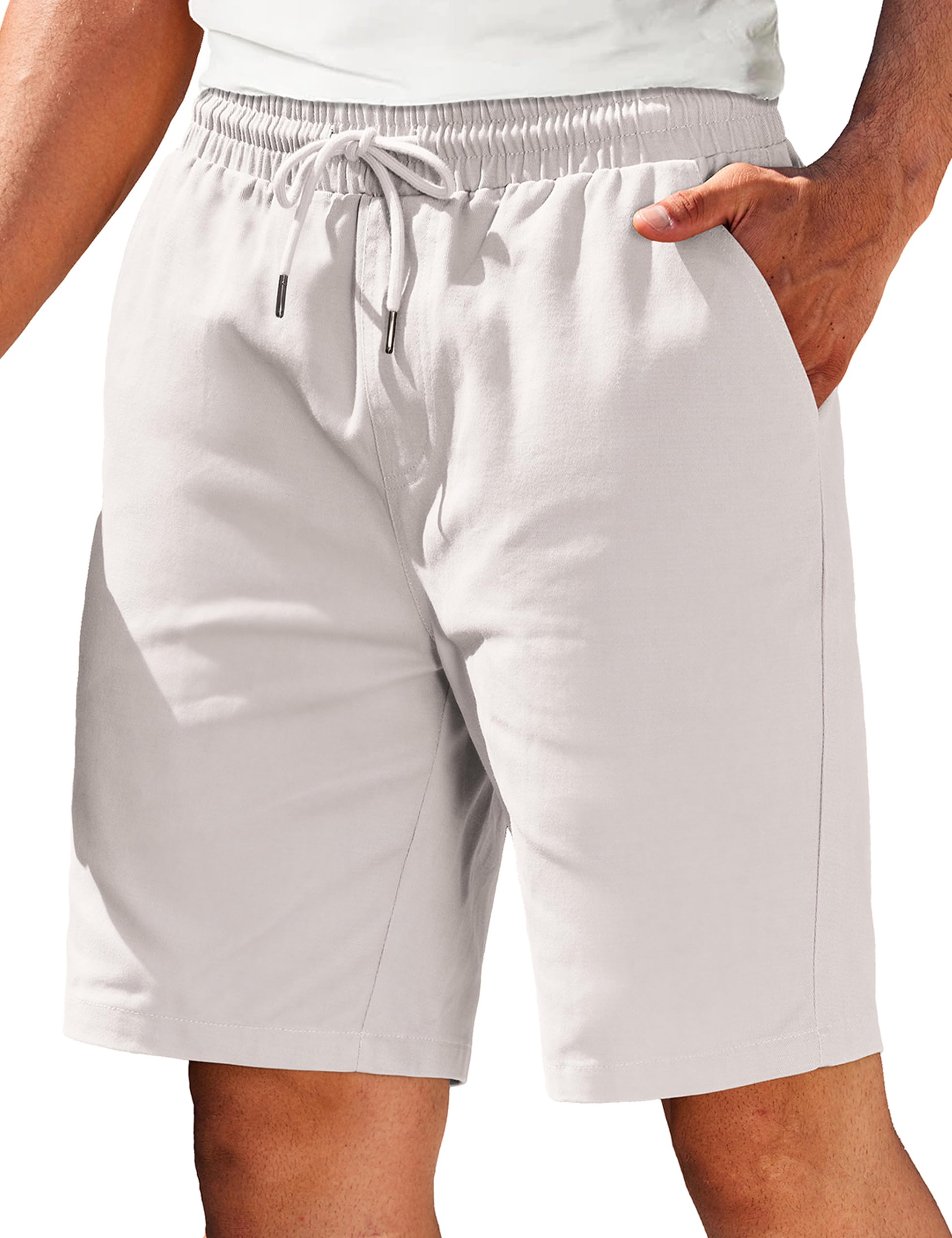 COOFANDY Herren Shorts Sommer Kurze Hosen Baumwolle Sommerhose Kurze Freizeithose mit Gummizug Strandhose Elastische Taille Casual Shorts
