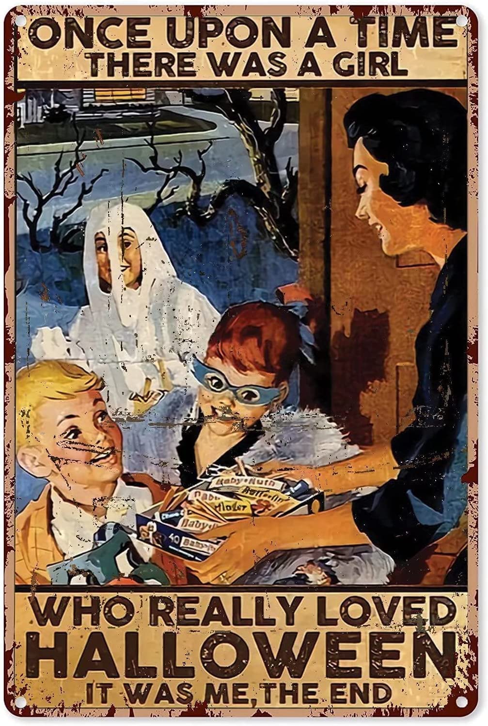 Halloween Boy Poster Retro Metal Tin Sign for Street Garage Family Cafe Bar People Cave Farm Wall Bathroom Decoration Plaque 8X12 Inch