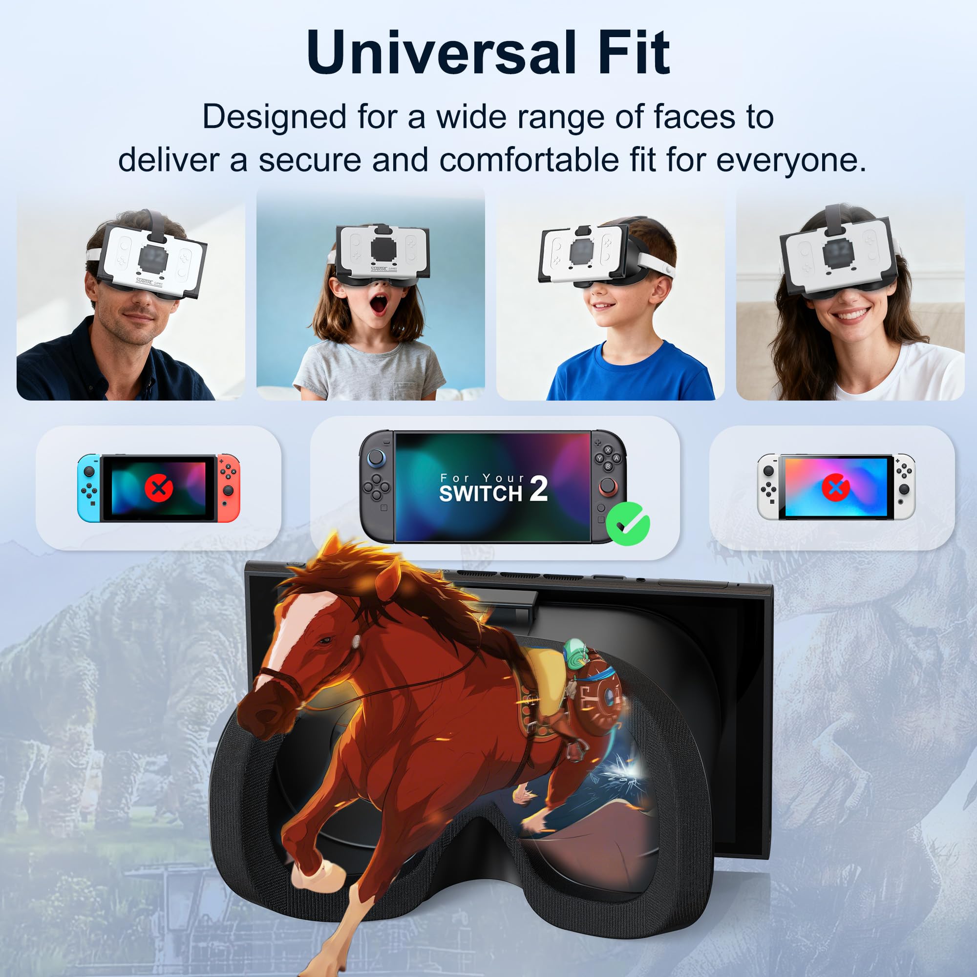 Casque VR amélioré pour Switch 2, blanc et noir