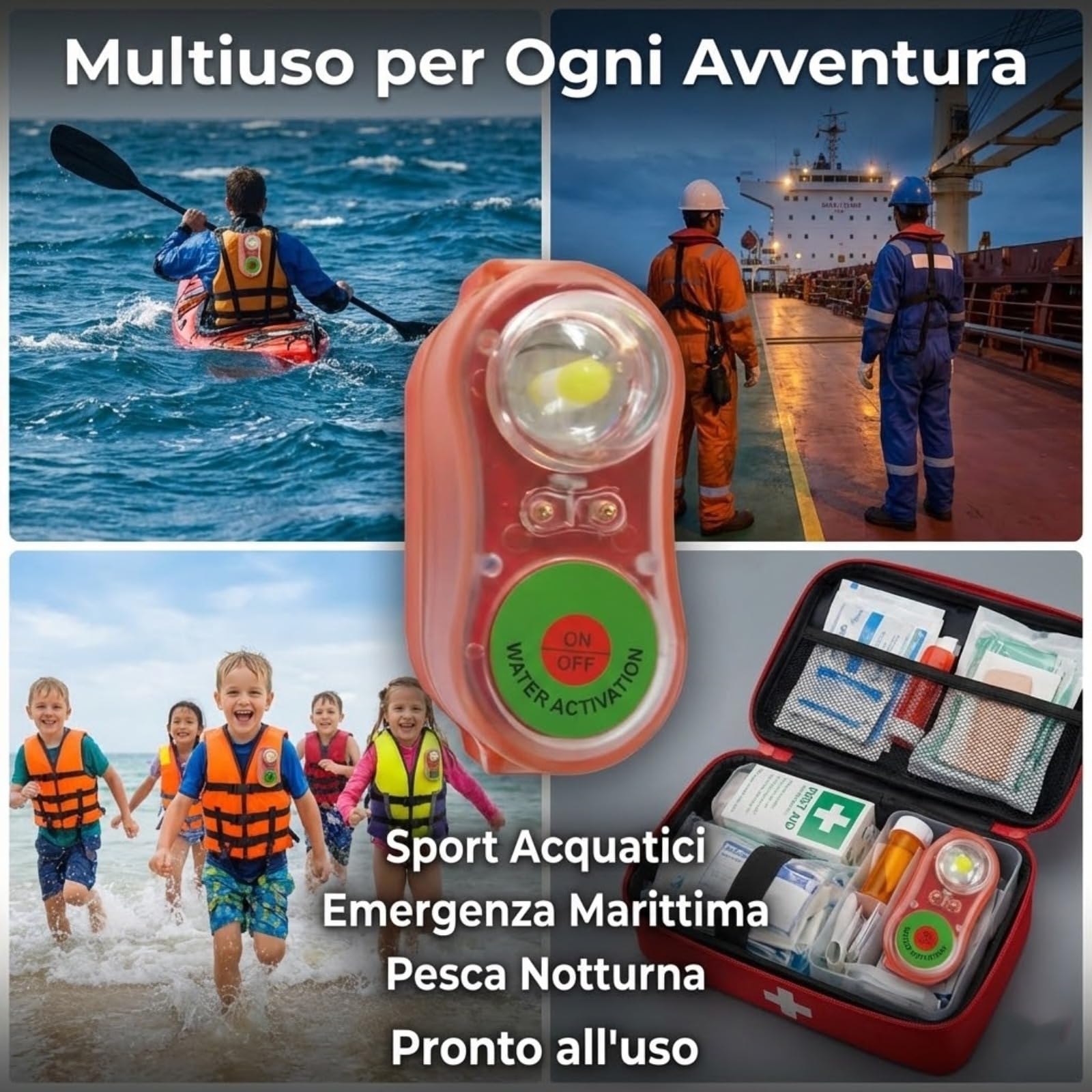 8 giubbotti di salvataggio, luci a LED, giubbotti di salvataggio lampeggianti per la sopravvivenza in acqua di emergenza