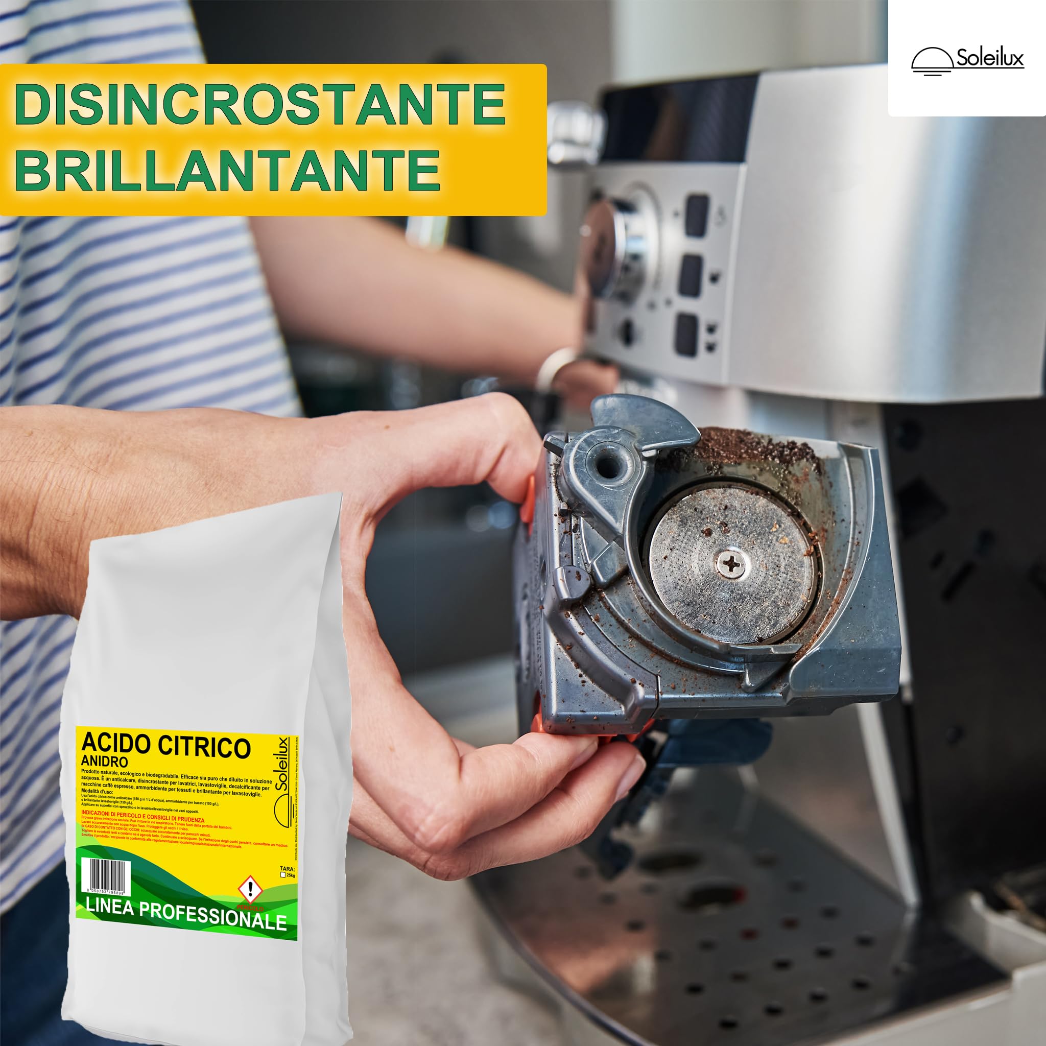 25kg Acido Citrico Anidro in Polvere Puro al 100% Naturale ed Ecologico Multiuso per Pulizia e Igiene Ammorbidente, Anticalcare, Brillantante, Disincrostante, Decalcificante - MULTIUSO
