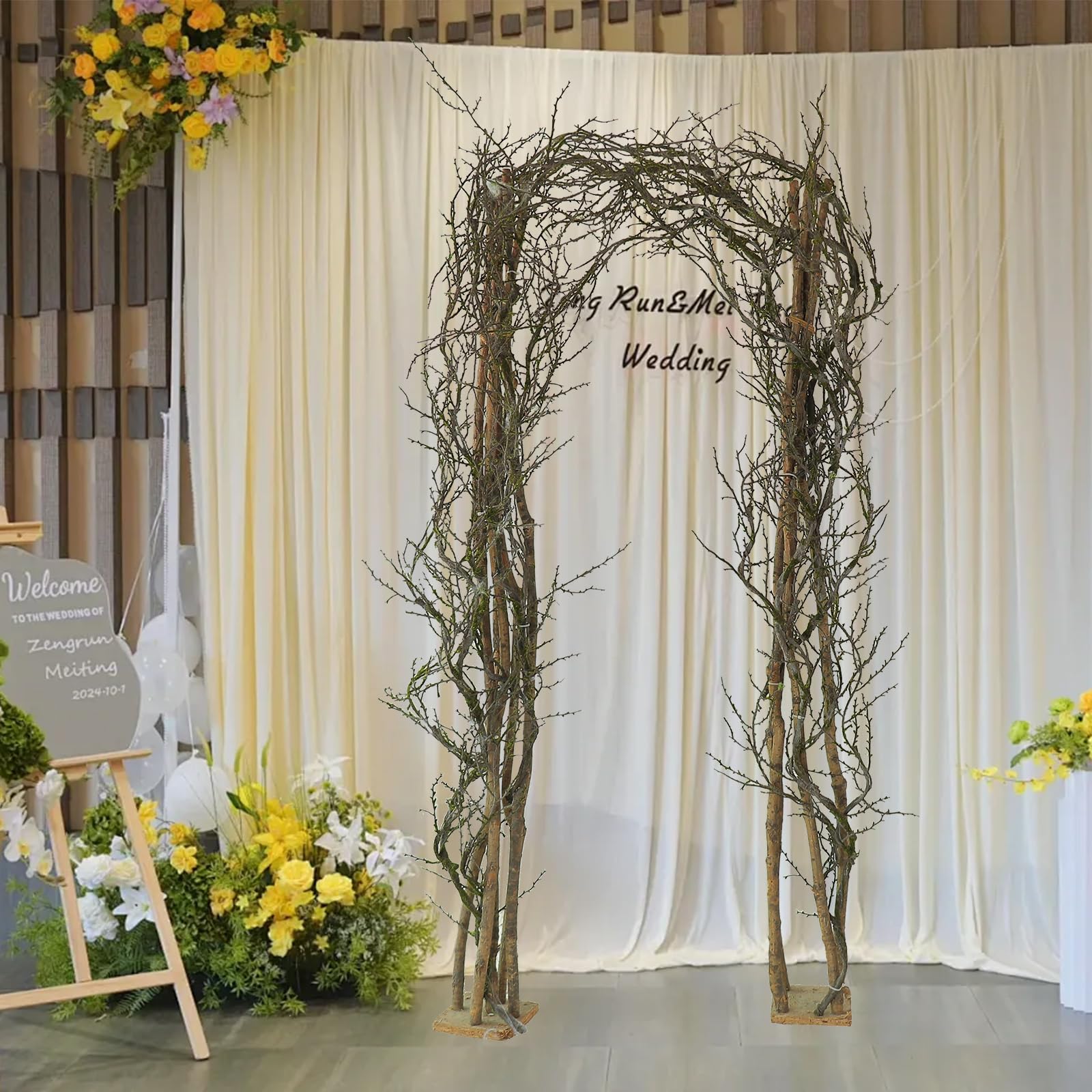 1 pcs 1,9m malléable Noir : Branches Tombantes Arbre Halloween, brindilles, Guirlande végétale, Mousse Suspendue, Faux Raisin, Vigne, forêt hantée, cheminée ext, Porche, Arche, déco Noël