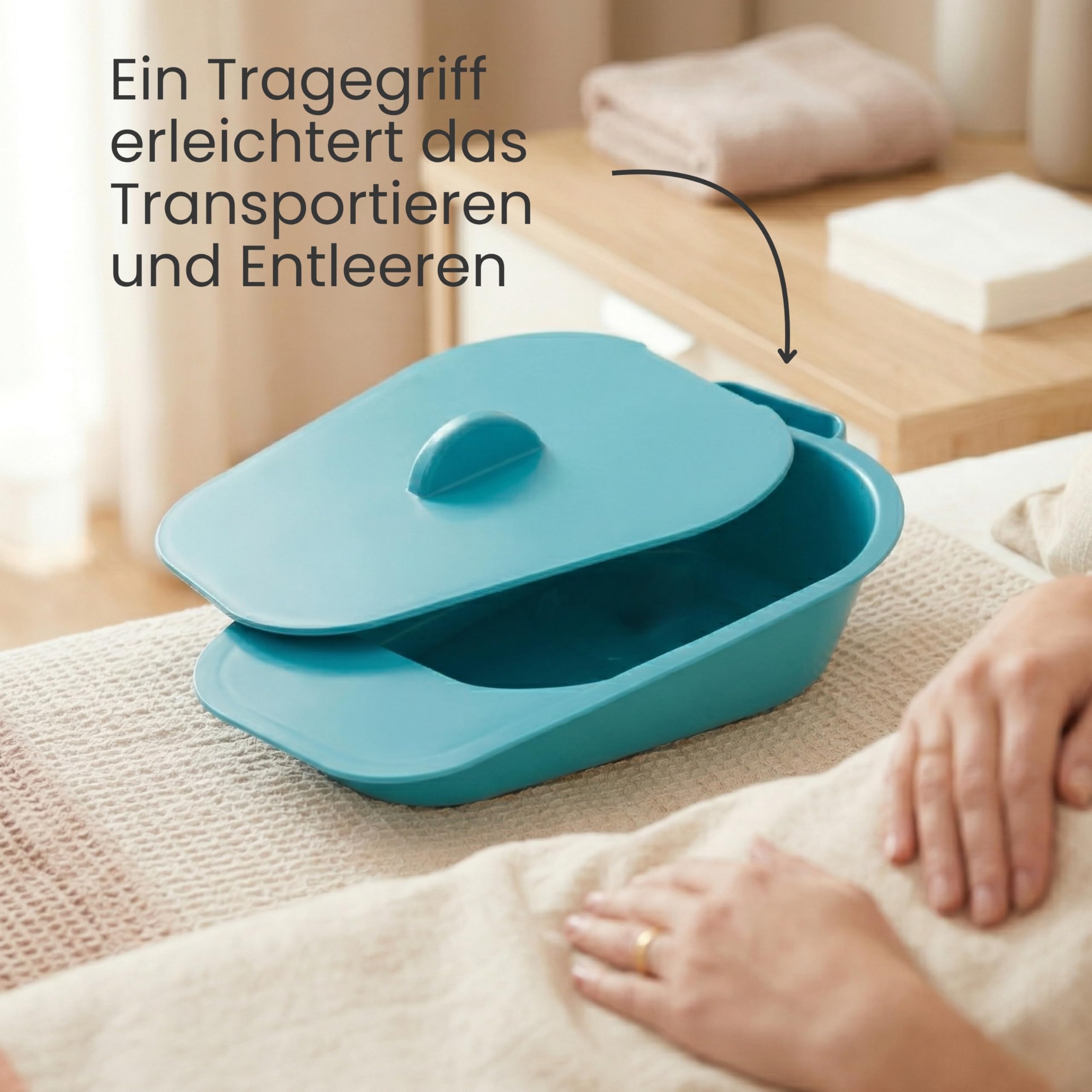 Performance Health Selina Slipper Bed Pan, Commode Pan for Elderly, Handicapped and Disabled, Lightweight Teal Colour