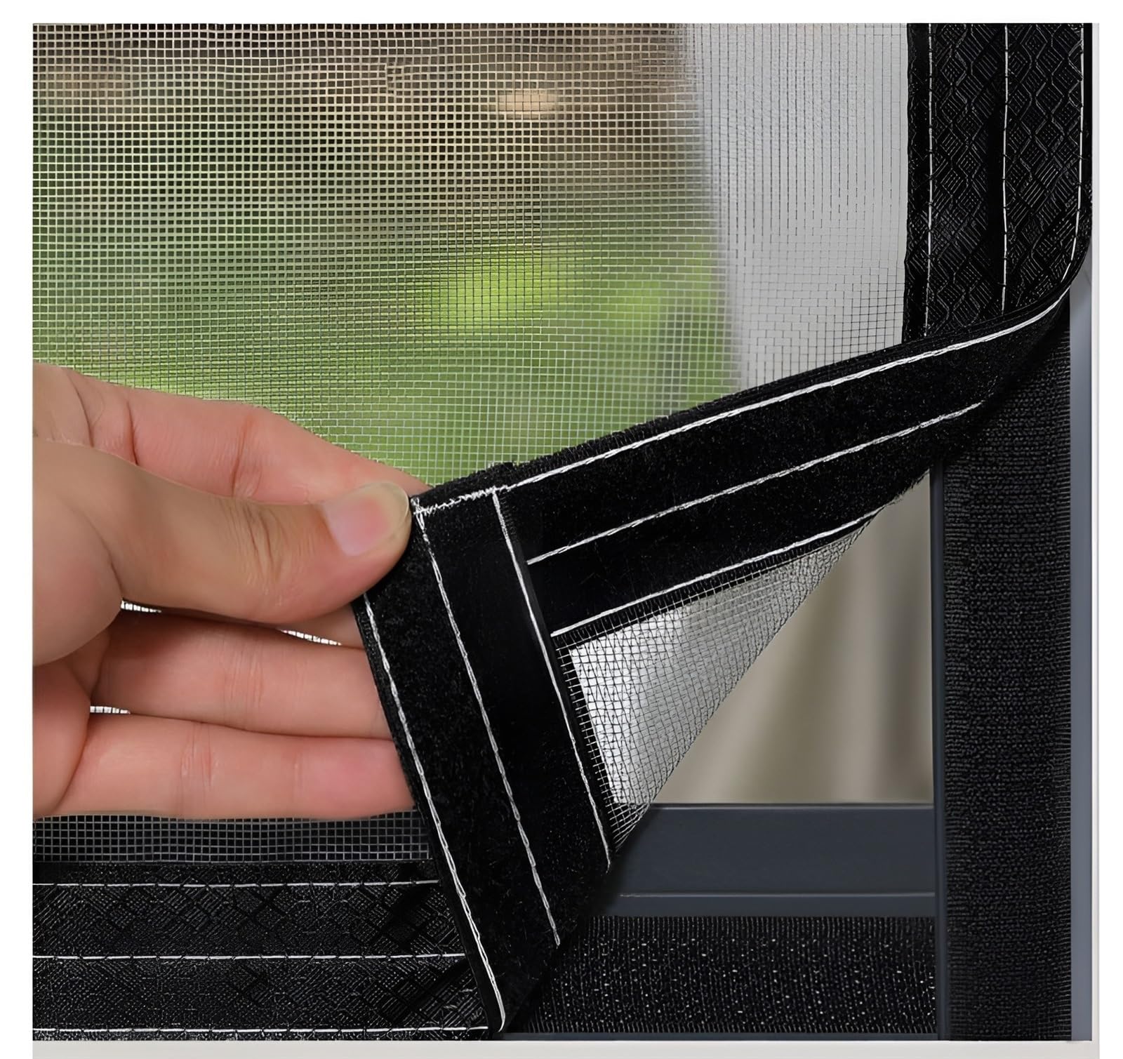 Katzennetz Fenster für Balkon Ohne Bohren Edelstahl, Katzensichere Fliegengitter Metall Mit Klettband, Fenstergitter Insektenschutz Transparent Langlebig Robust (Color : Gray Mesh Black Frame, Size