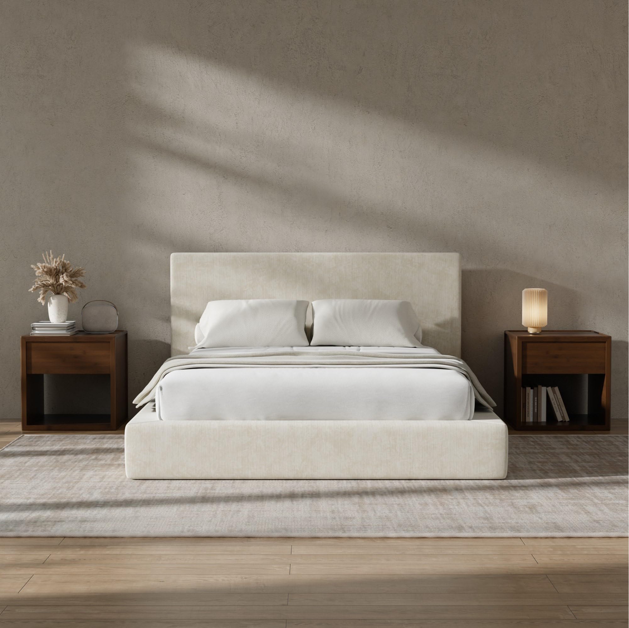 RECCI Cloud Upholstered Queen Bed Frame with Headboard