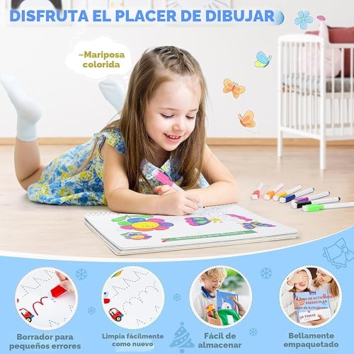 Miniatura 7 de Libro Ocupado para Niños Pequeños de 3 a 5 años, Actividades de Aprendizaje Preescolar, Juguetes Educativos Montessori, Libros de Colorear y Trazado