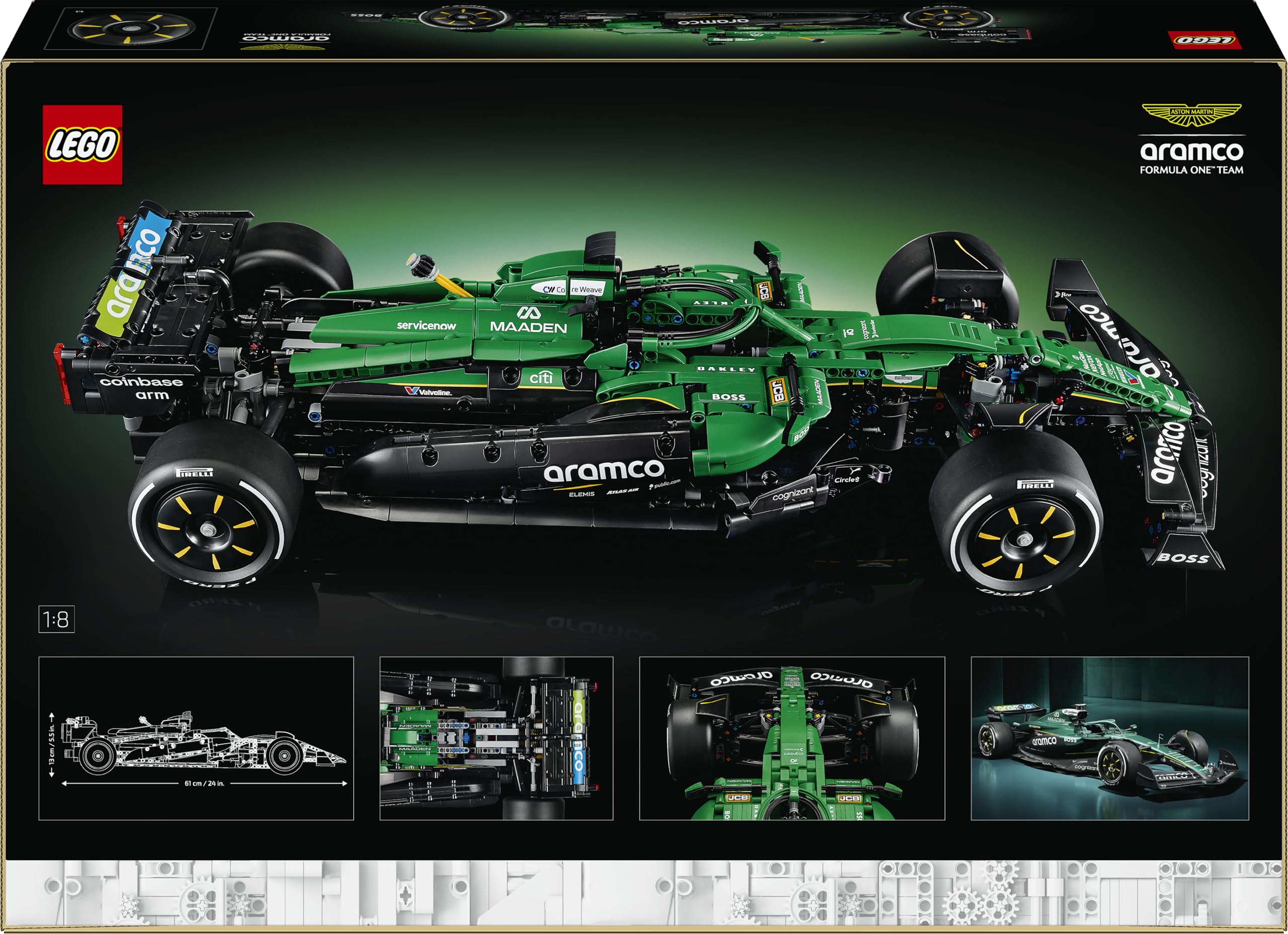 LEGO Technic Aston Martin Aramco AMR25 Formel 1 Rennwagen - Modellbau für Erwachsene - Rennauto mit V6-Motor, Differential & DRS-Aktivierung - Geschenkidee für Racing- & Motorsport Fans - 42240