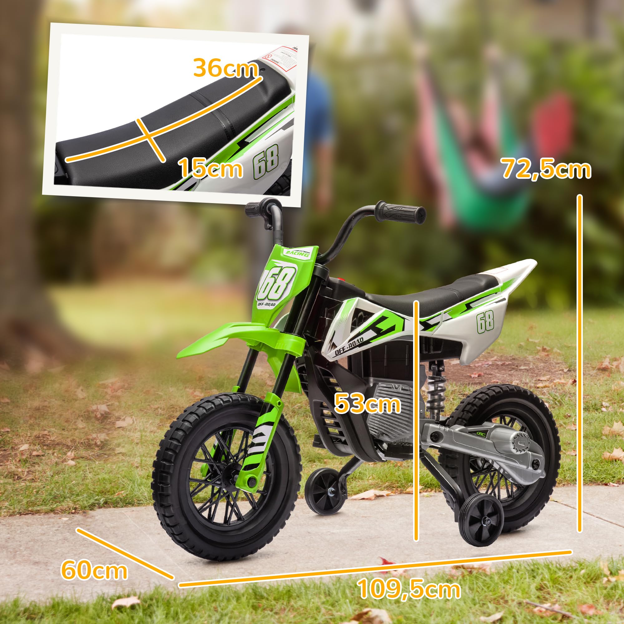 Motocykl elektryczny dla dzieci 12V, muzyka, 2,4-5 km/h