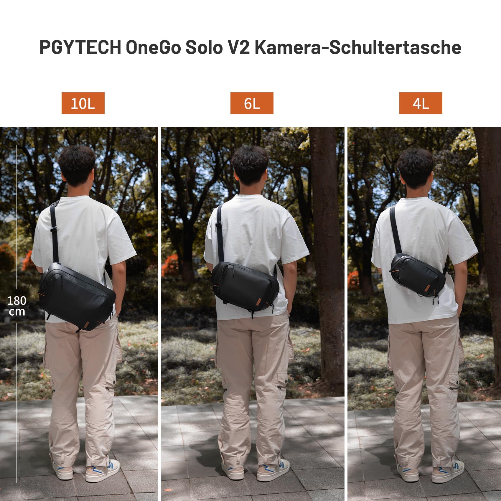 PGYTECH OneGo Solo V2 Kamera Umhängetasche Wasserdicht 6L, Fototasche für Spiegelreflexkameras Kompatibel mit Canon SLR Kamera, Sony, Nikon, DJI Avata 2, DJI Mavic 3, ipad pro 11'', Schwarz