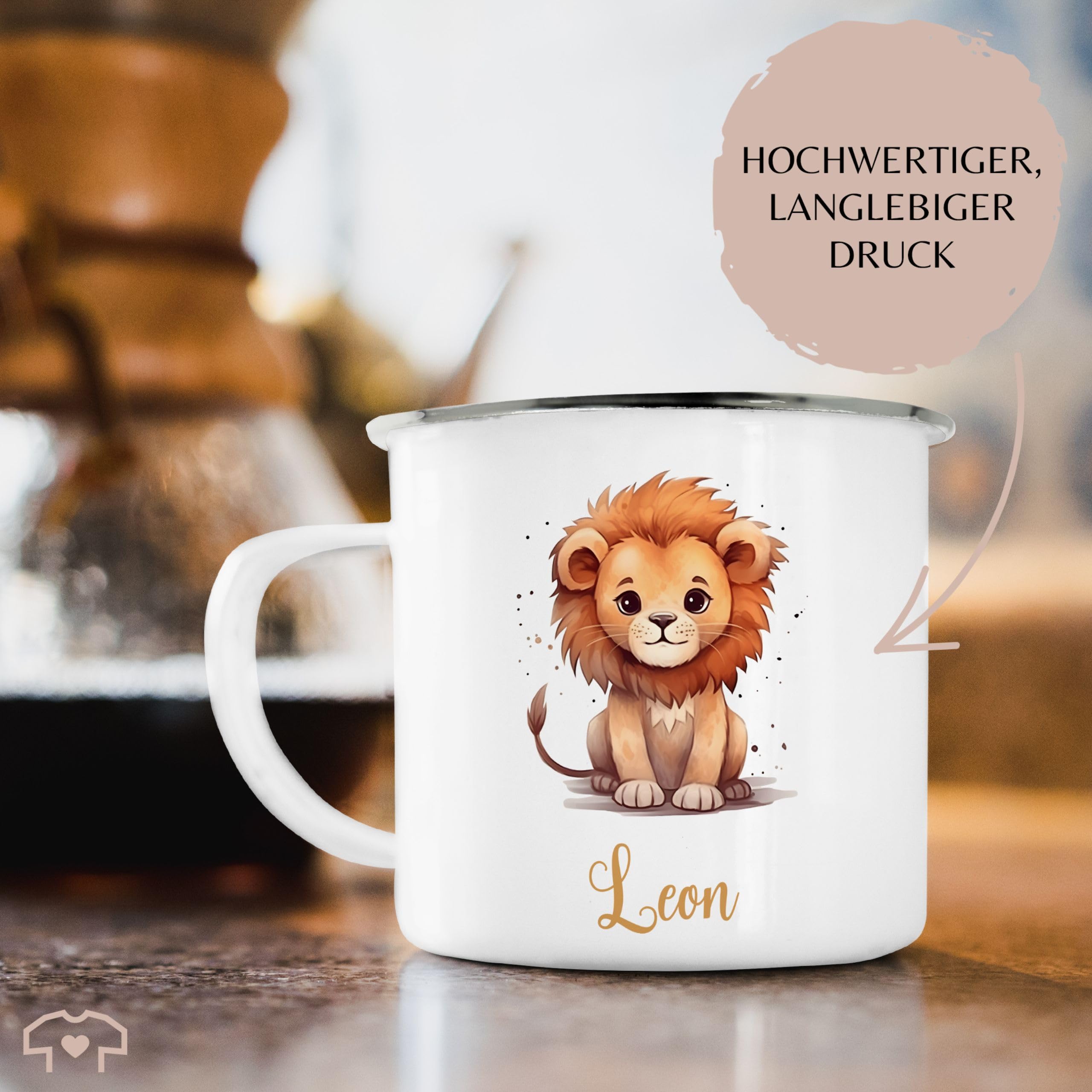 Emaille Becher Mit Löwen-Motiv & Spruch – „Papa Du Bist Der Beste“, ø 8,5 Cm, Perfekt Als Geschenk