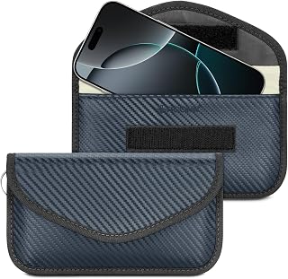 TICONN 2PK Faraday Bag for Key Fob, 7.75"X4.25" Faraday Cage Protector, Car RFID Signal Blocking, Anti-Theft Pouch Anti-Hacking Case Blocker (Navy, L)