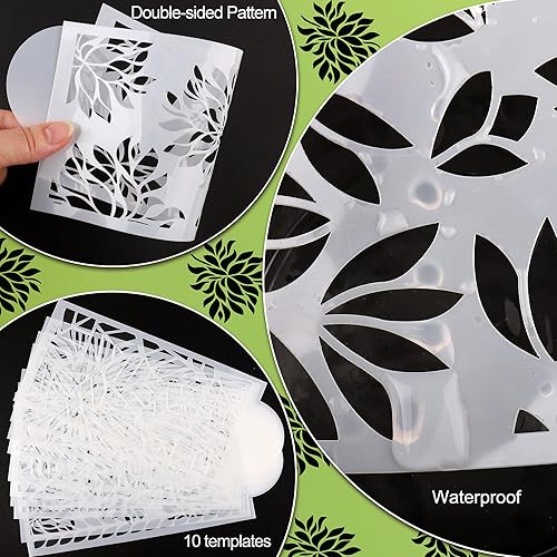 Miniatura 3 de 10 plantillas de pasteles reutilizables para decoración de tartas, plantillas de plástico de impresión de pasteles florales, moldes de bordes de