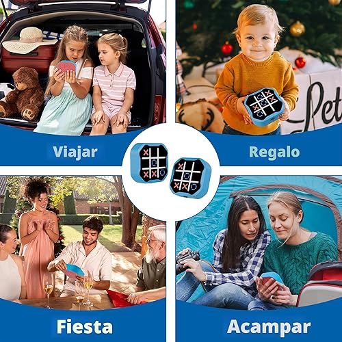 Miniatura 3 de Juego electrónico de Tic Tac Toe 3 en 1, juego digital de mano con modo silencioso, juguete de aprendizaje portátil para niños y adultos, azul (un