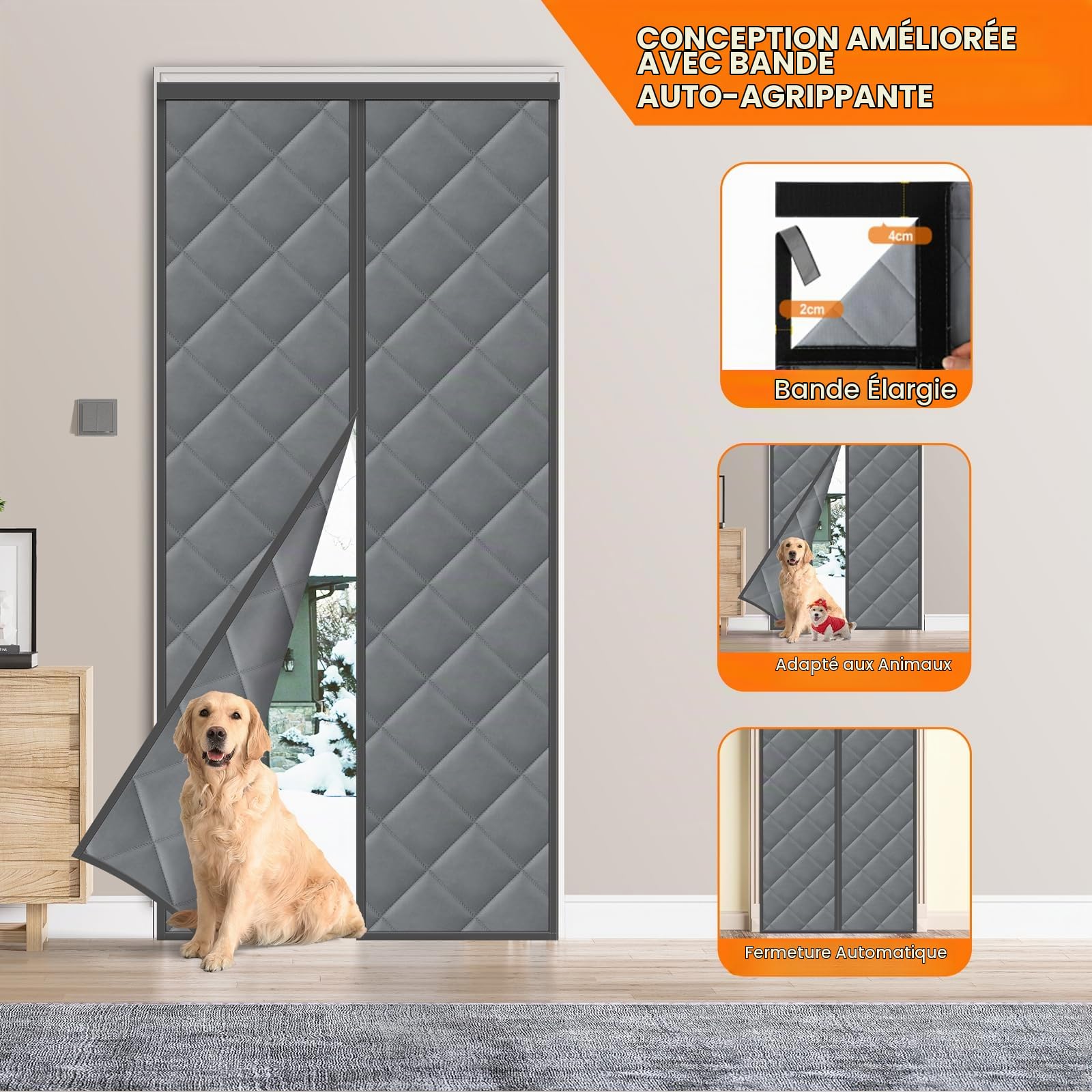 MYCARBON Moustiquaire Porte 90x200cm, Gris Foncé