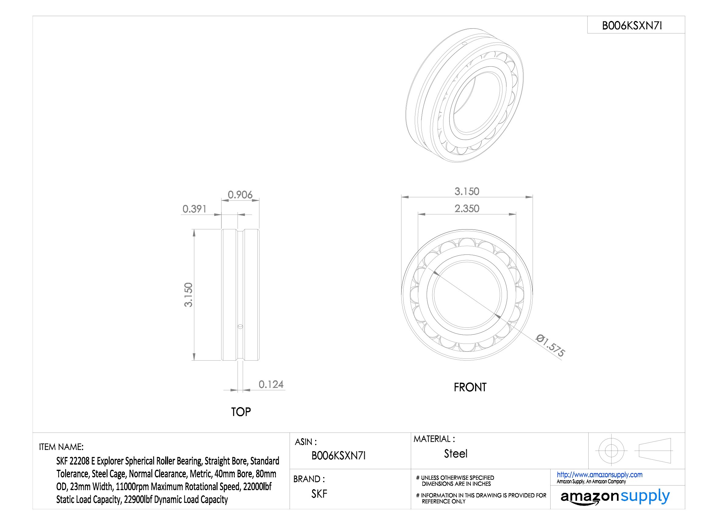 SKF Pendelrollenlager 22208 E