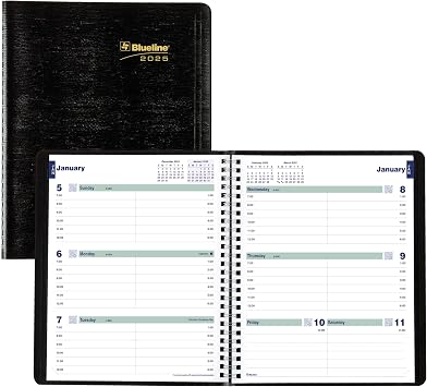 Blueline 2025 Plan & LinkTM Essential Weekly Planner, Appointment Book, 12 Months, January to December, 9.25" x 7.25", Black C5275.81T-25