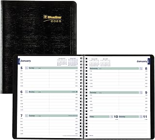 Blueline® 2025 Plan & Link™ Essential Weekly Planner, Appointment Book, 12 Months, January to December, 9.25" x 7.25", Black (C5275.81T-25)