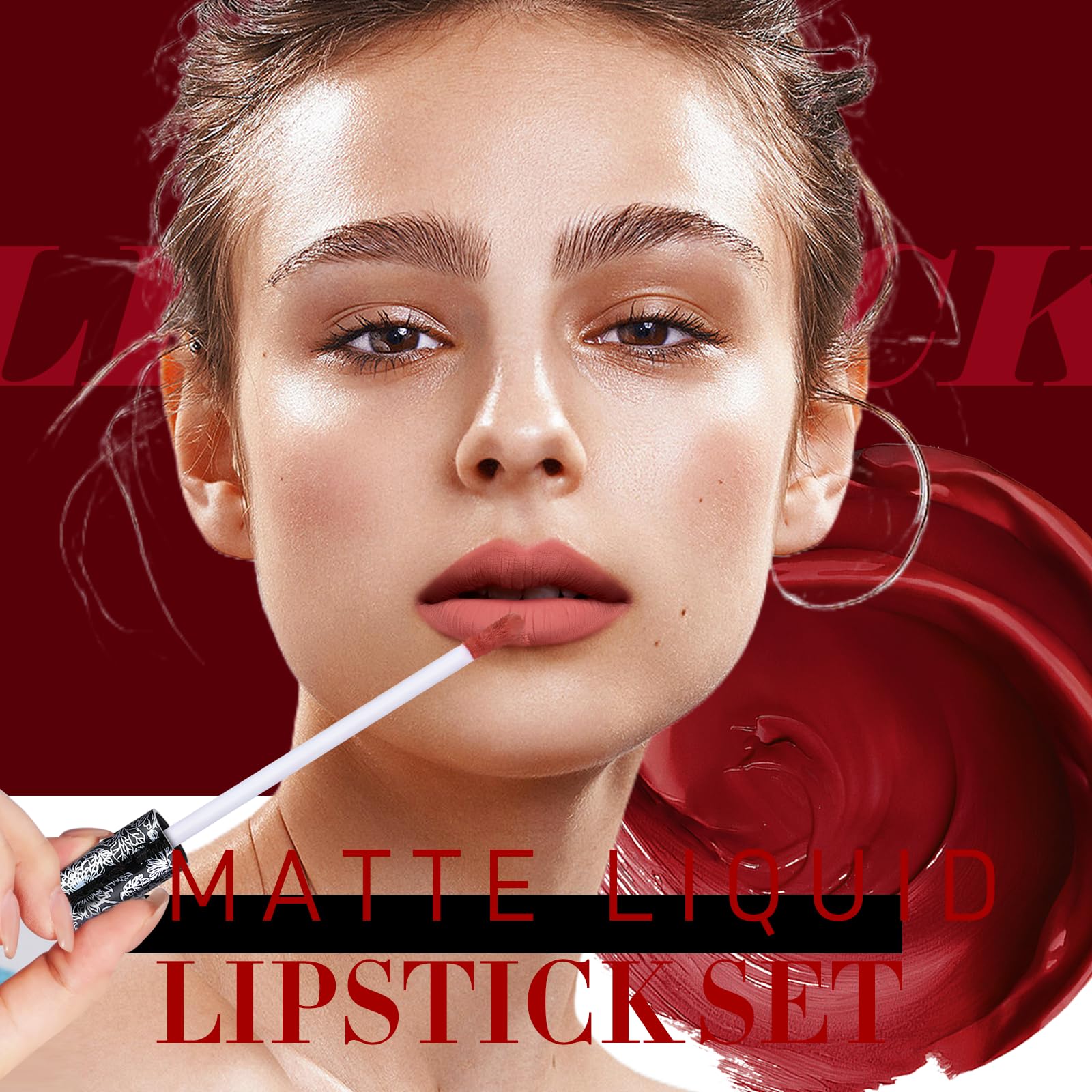 Ofanyia 8 Pcs Matte Liquid Lipstick Makeup Set, Nude Pink Red Black Liquid Lipstick, Long Lasting Waterproof Non-Stick Cup Velvet Lip Gloss Lip Makeup Gifts for Girls and Women (8 Colors)