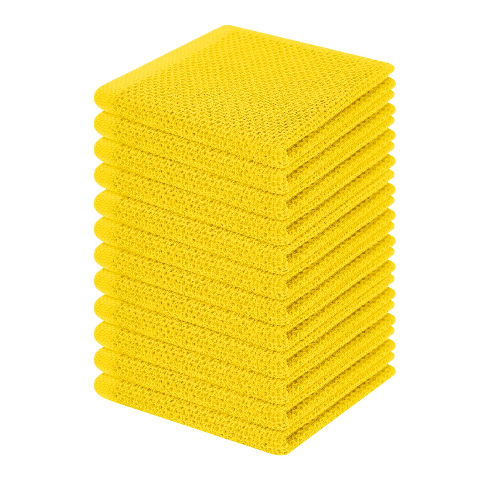 Homaxy 100% Cotton Waffle Weave Kitchen Dish Cloths 12-Pack, Yellow
