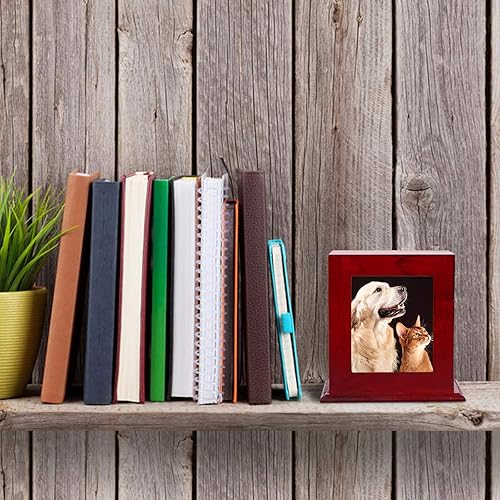 Miniatura 7 de BRKURLEG Urna de madera para cenizas para mascotas, caja de recuerdo de cremación para perros y gatos con marco de fotos, urna conmemorativa