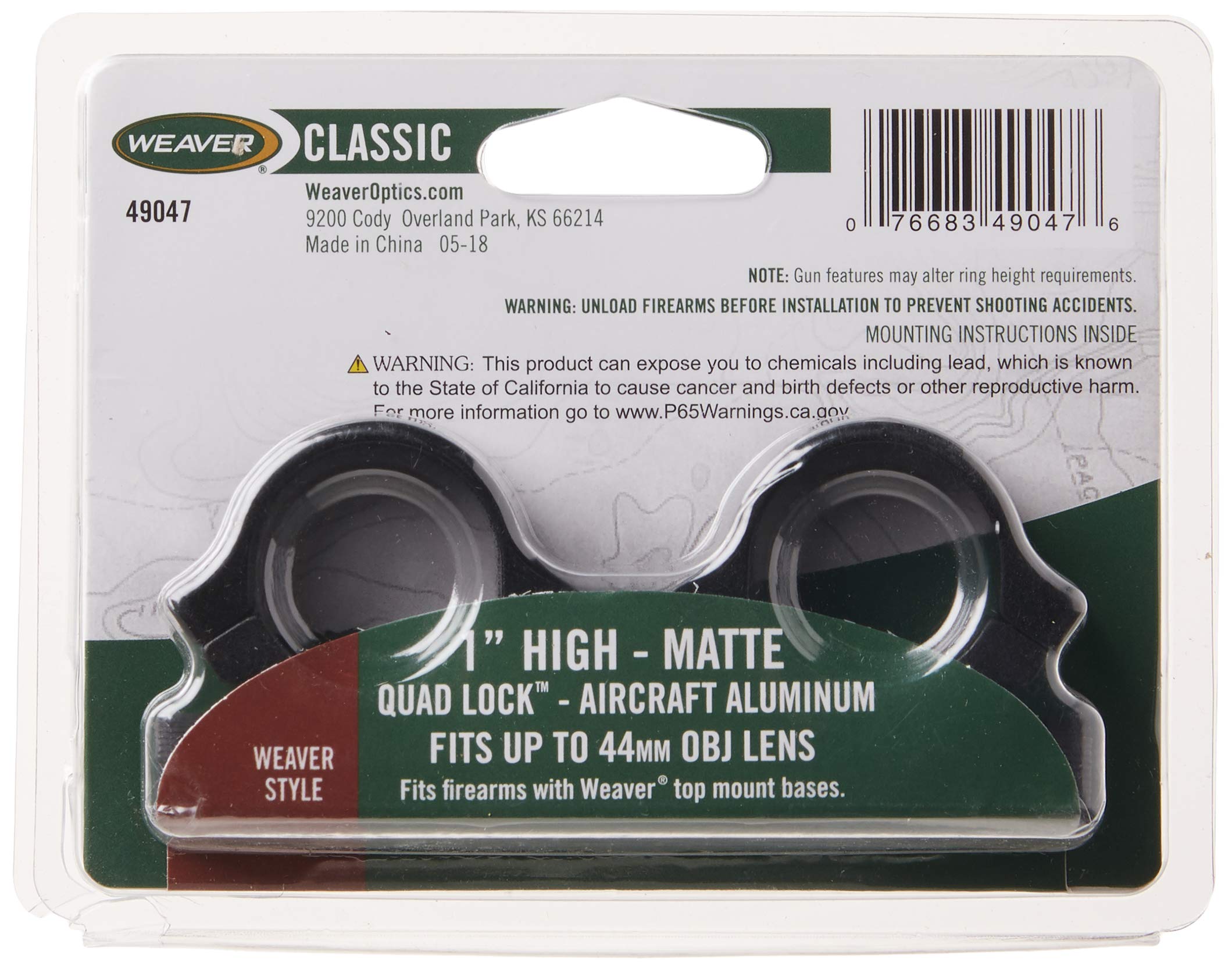 WEAVER■QUAD 1インチ” マウントリング■ウィーバー 49047 Weaver 49048 Quad-Lock Rings, 1
