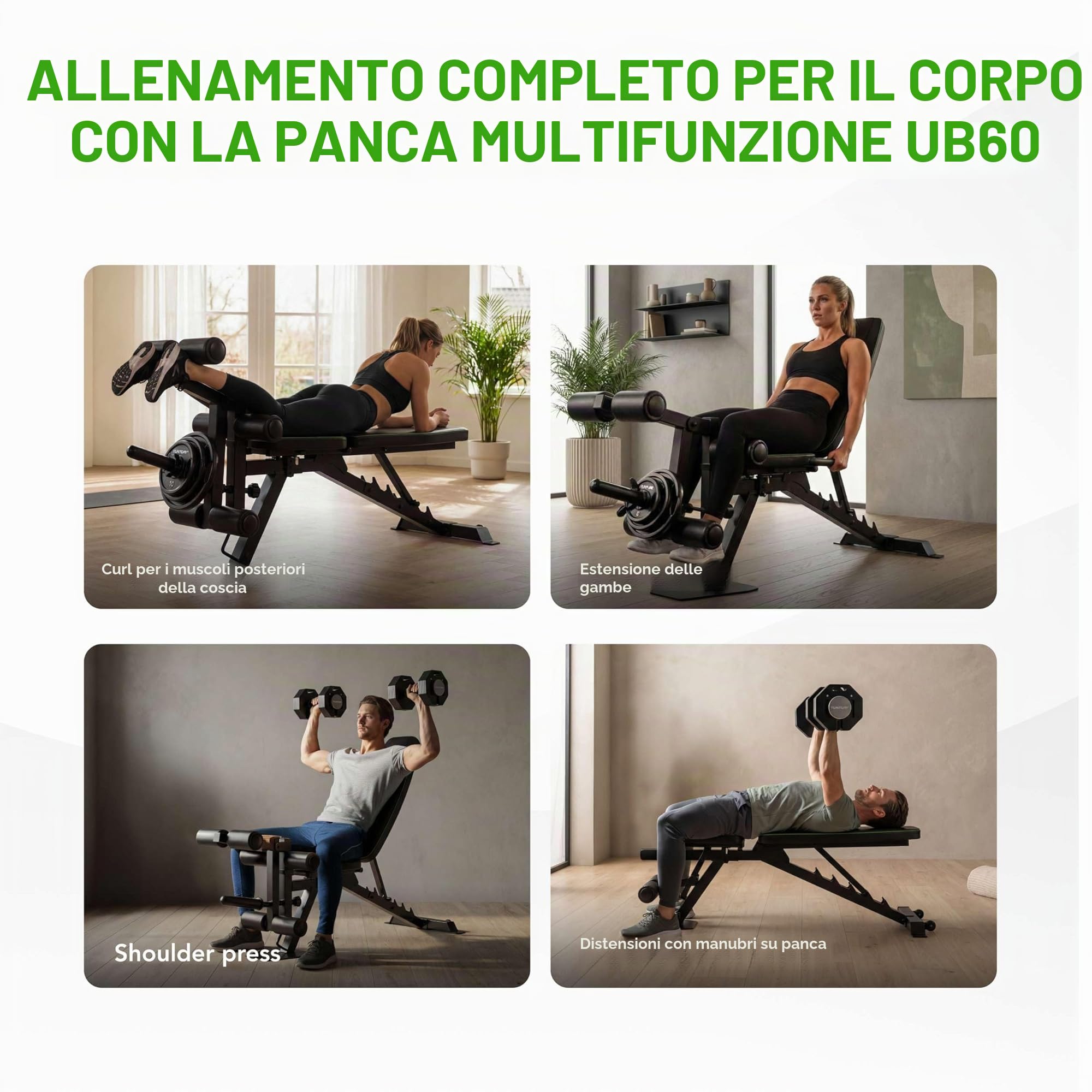 Tunturi UB60 Panca Palestra Utility Bench Panca inclinata, Nero, 1