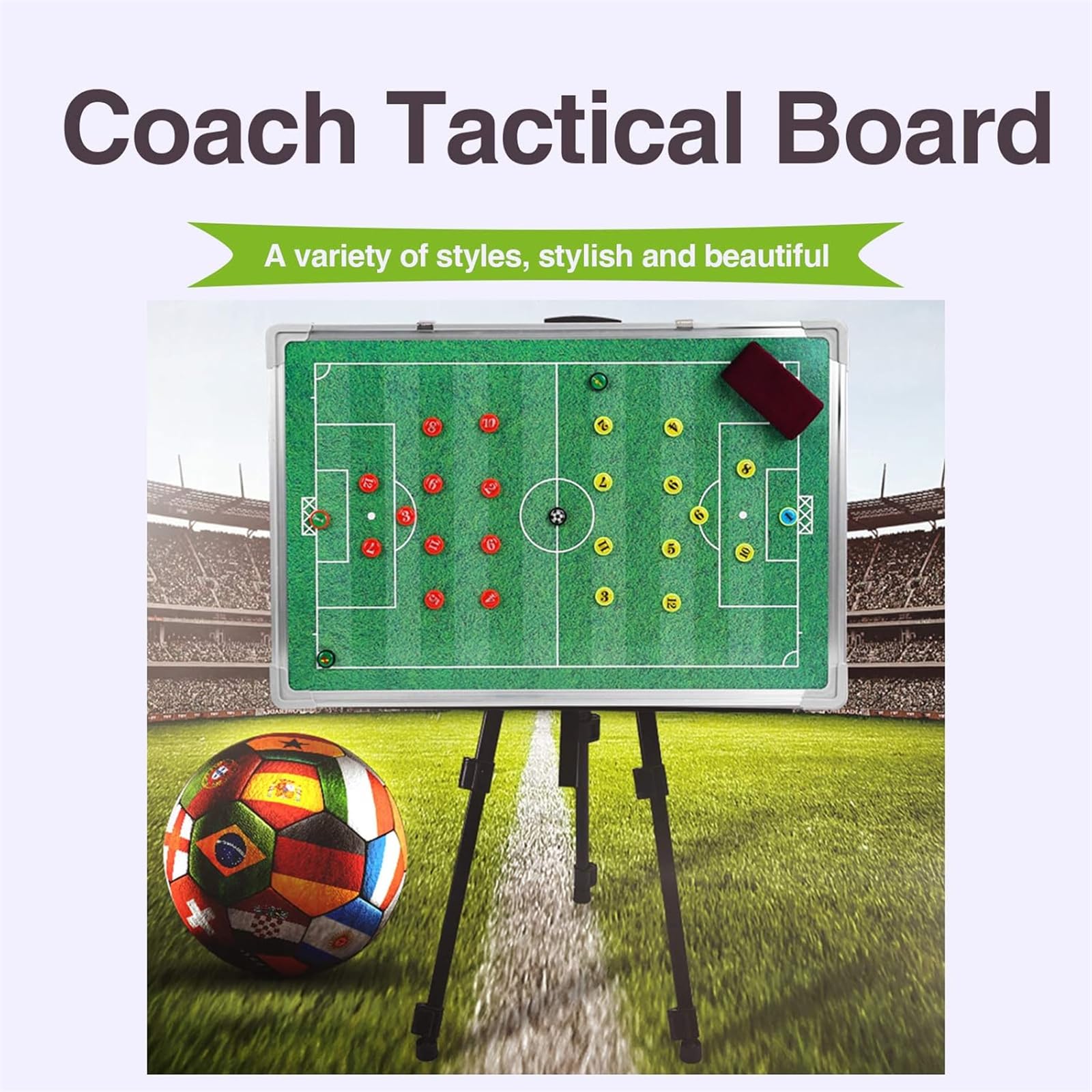 Pizarra táctica magnética borrable de fútbol con bolsa y trípode para sesiones de entrenamiento de entrenadores