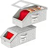 Hat Storage Box Organizer, 2-Pack, Stackable with Clear Windows, Holds 30 Baseball Caps, Grey