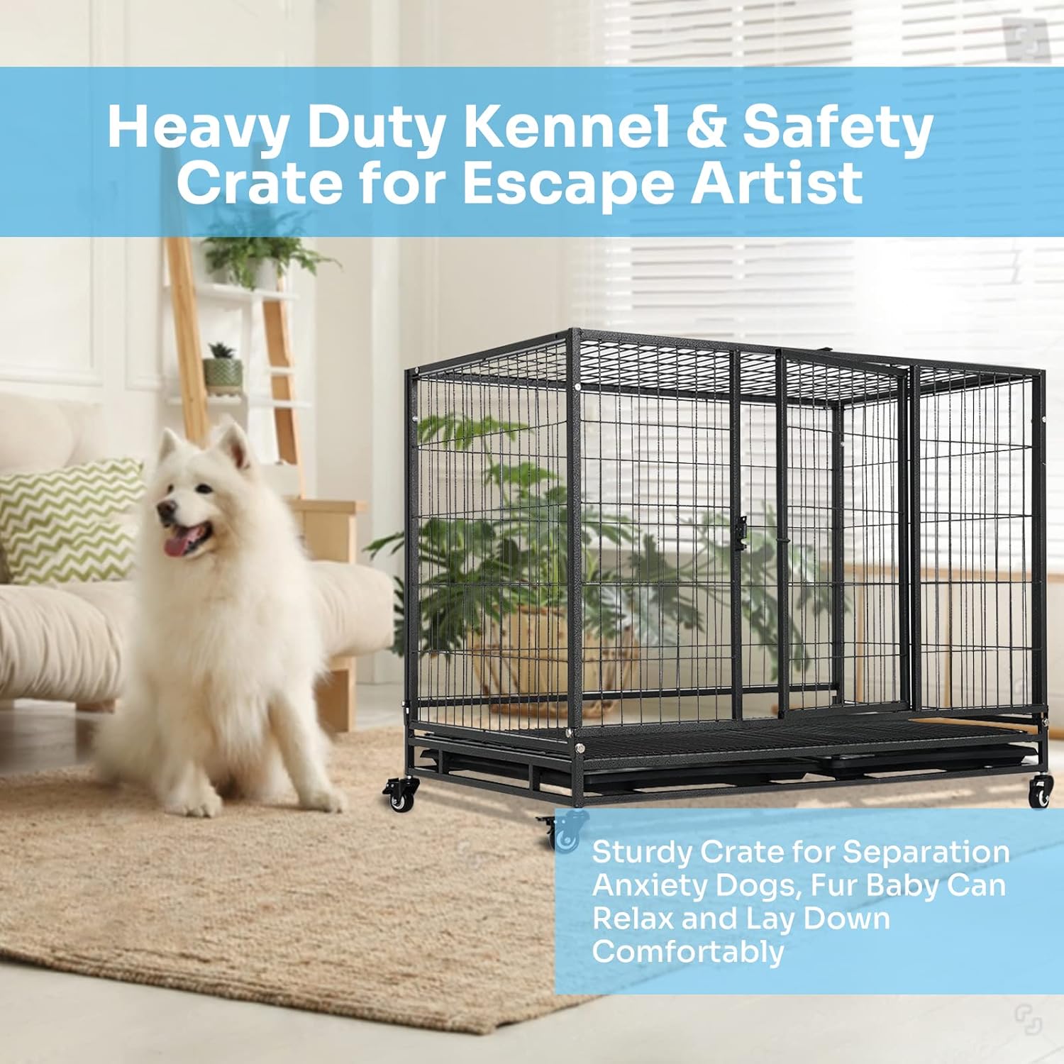 Buy Heavy Duty Dog Crate Kennel 38/42 inch Indestructible Dog Cage