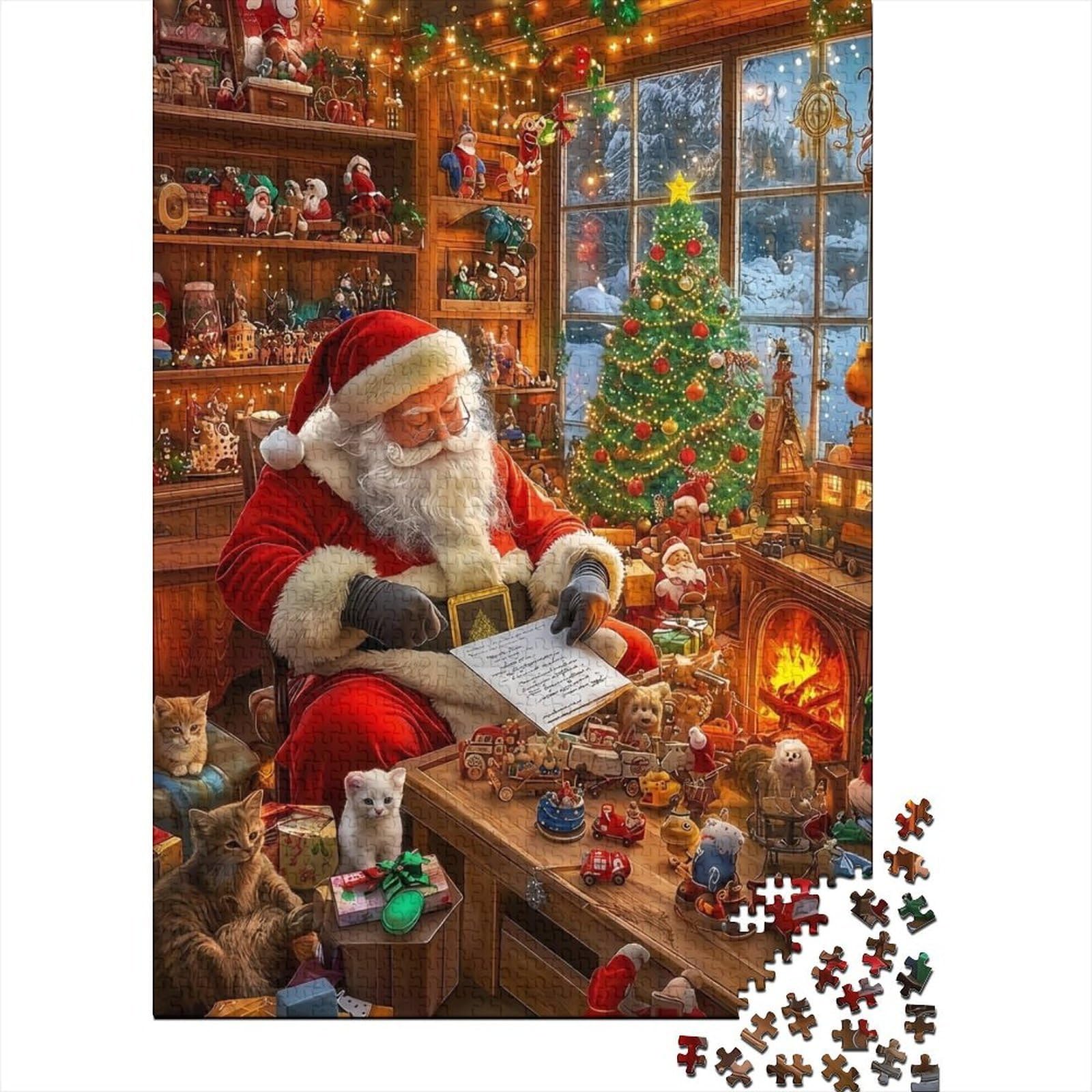 santa claus workshop 1000 piece jigsaw puzzle paperboard for adults christmas decor family activity stress relief gift
