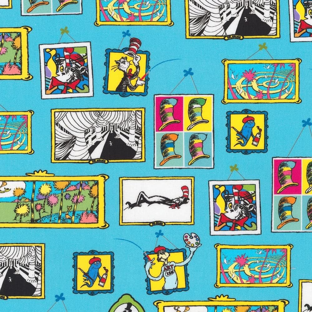 Robert Kaufman Fabrics Dr. Seuss Express Yourself Works of Art Turquoise