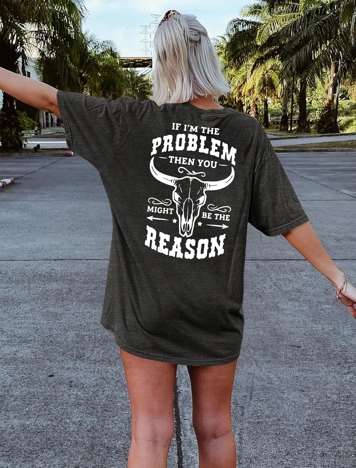 Oversized Country Music Shirts for Women Cow Skull Shirt Western Cowgirl Tee Vintage Concert Outfit Music Lover Tops - Image 3