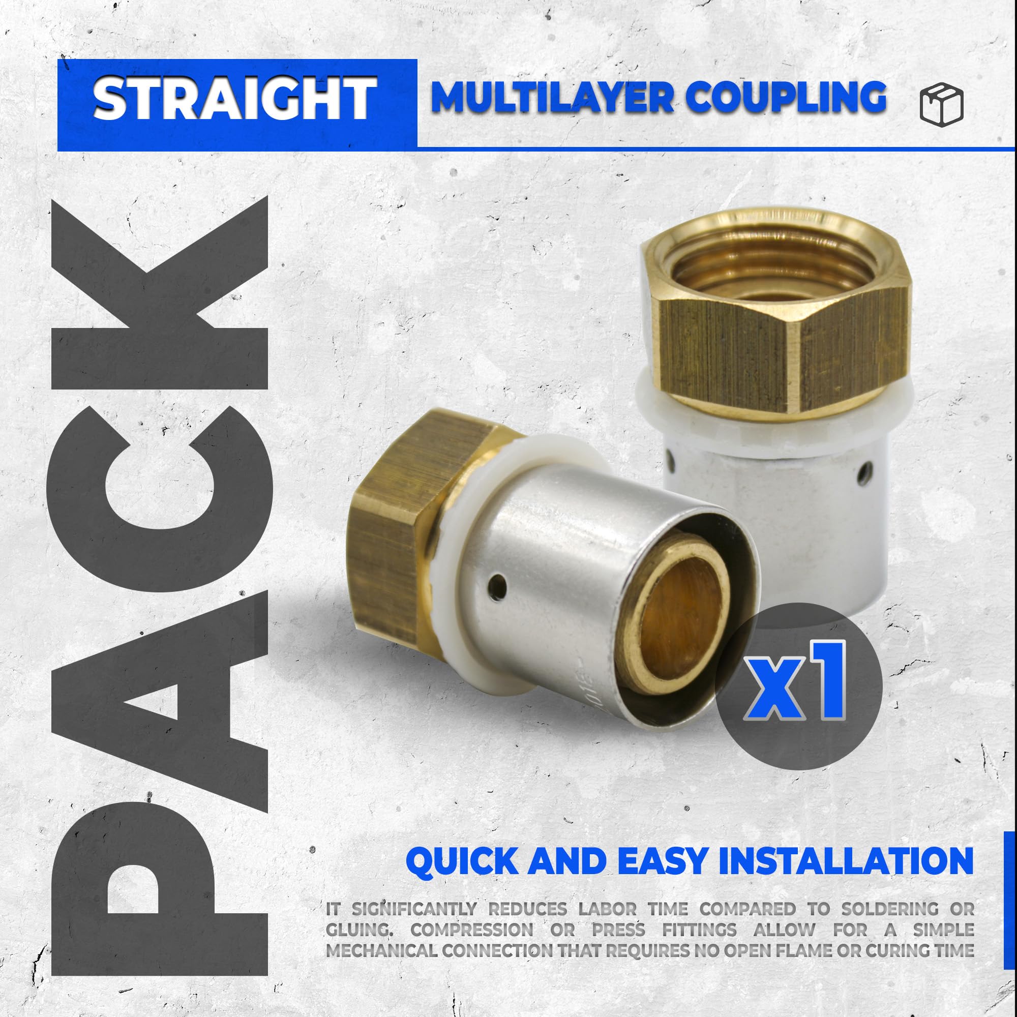 DOJA Barcelona Pressfitting Kupplung - Ø20mm x 3/4" - 4er- Pack - Einfache Montage - Pressfitting für Mehrschichtrohr - Mehrschichtverschraubung mit Perfektem Dichtungsdesign - Quetschverbinder