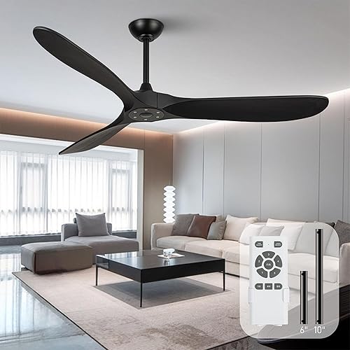 Miniatura 1 de Ventiladores de techo de 60 pulgadas sin luces, ventiladores eléctricos modernos de madera, ventiladores de techo para exteriores con 3 cuchillas de