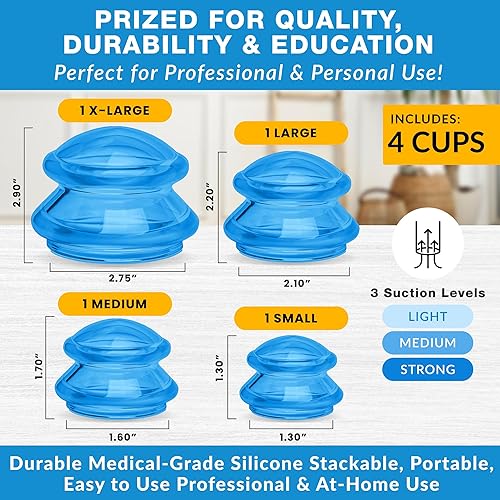 Miniatura 3 de LURE Essentials Juego de ventosas de borde  Juego de terapia de ventosas de silicona azul ultra transparente para reducción de celulitis y