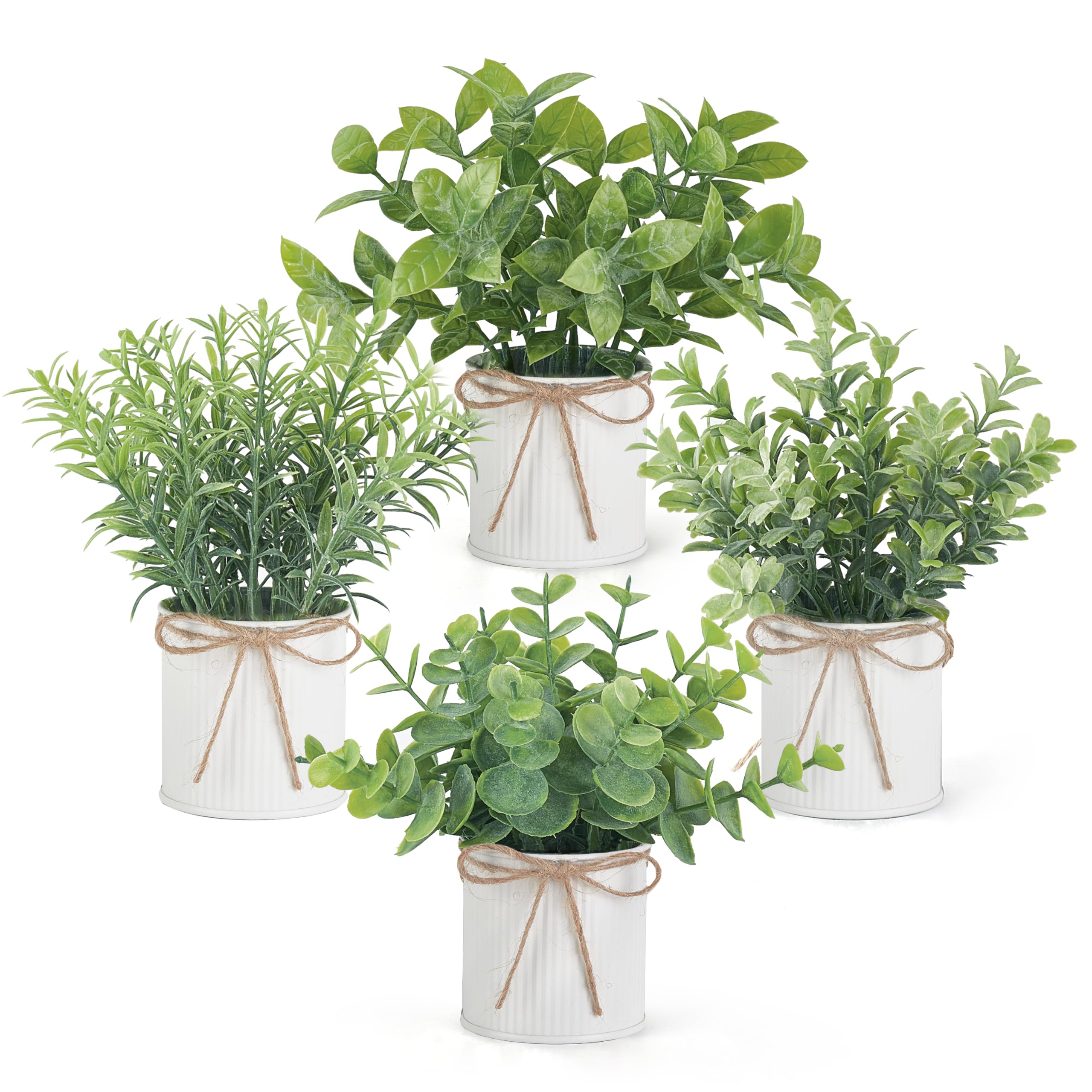 Mkono 4 Pack Small Fake Plants