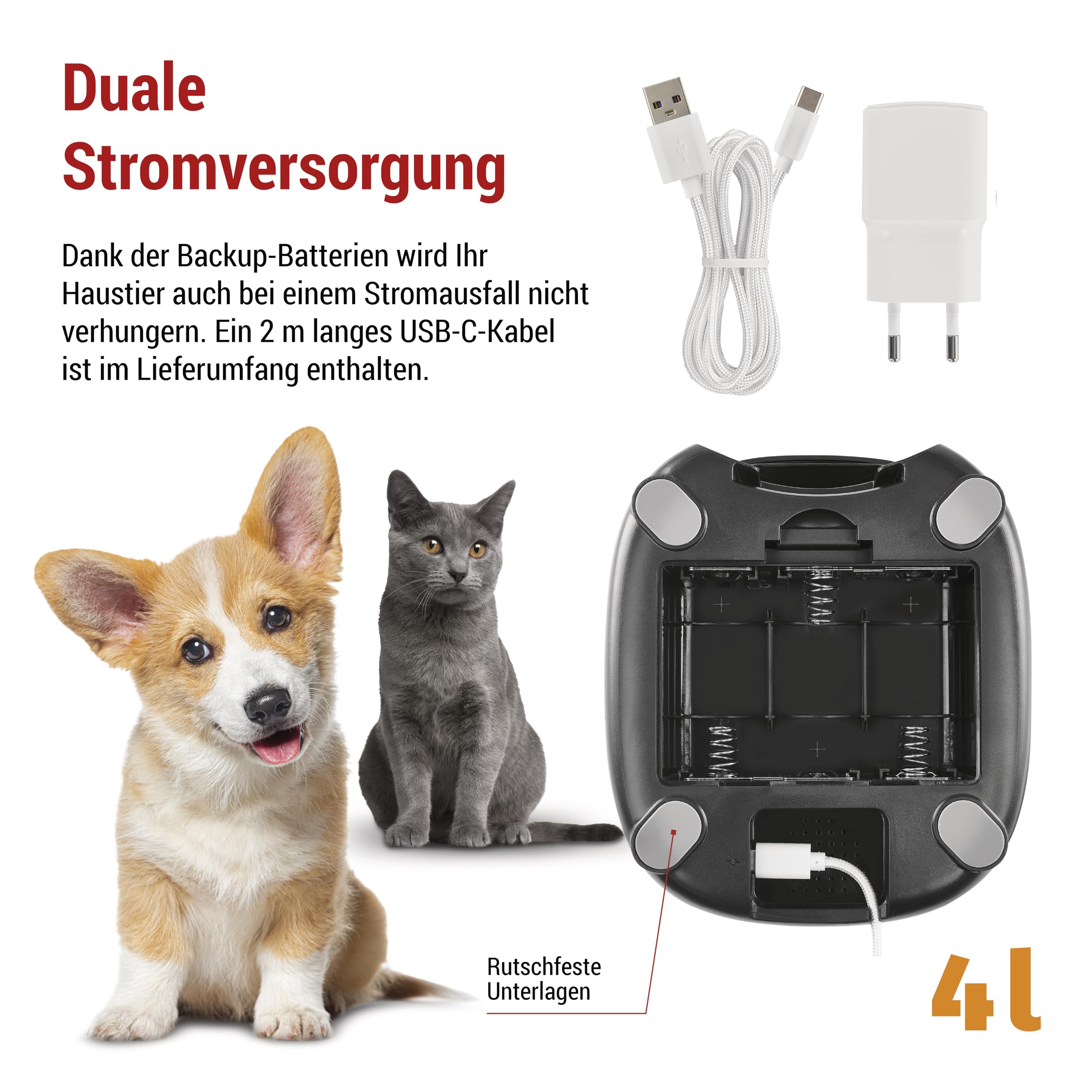 EMOS - GoSmart Futterautomat 4 l - WLAN Pet Care Futterspender mit App - Trockenfutter Automat für Katze & Hund mit Zeitplan, Sprachaufzeichnung, Dosierung 1–10 Mahlzeiten pro Tag - Schwarz