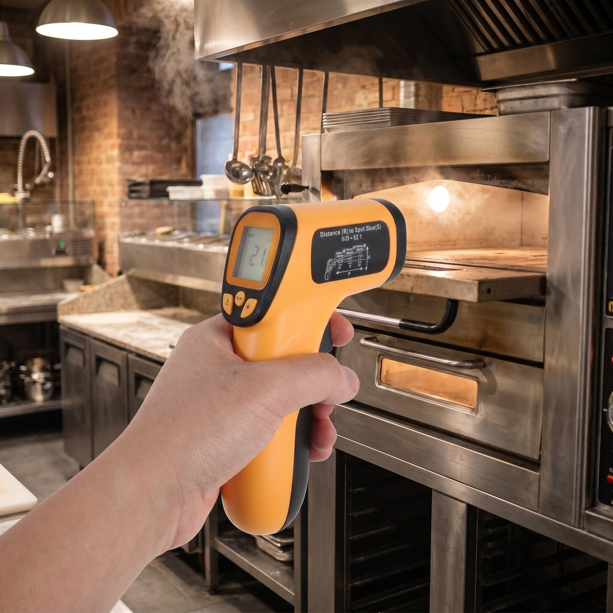 ibasenice Termometro laser industriale - -50℃-380℃ (-58℉-716℉) Termometro a infrarossi senza contatto per cucina, olio da cucina, forno, barbecue, griglie, superfici
