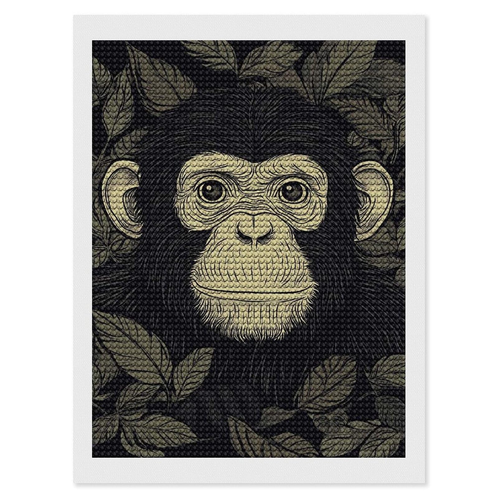 Junmoney Chimpanzee Portrait Full Drill Diamond Painting Kit 12"x16", for Teens, Adhesive Canvas, Bedroom Decor, Holiday Gift Idea